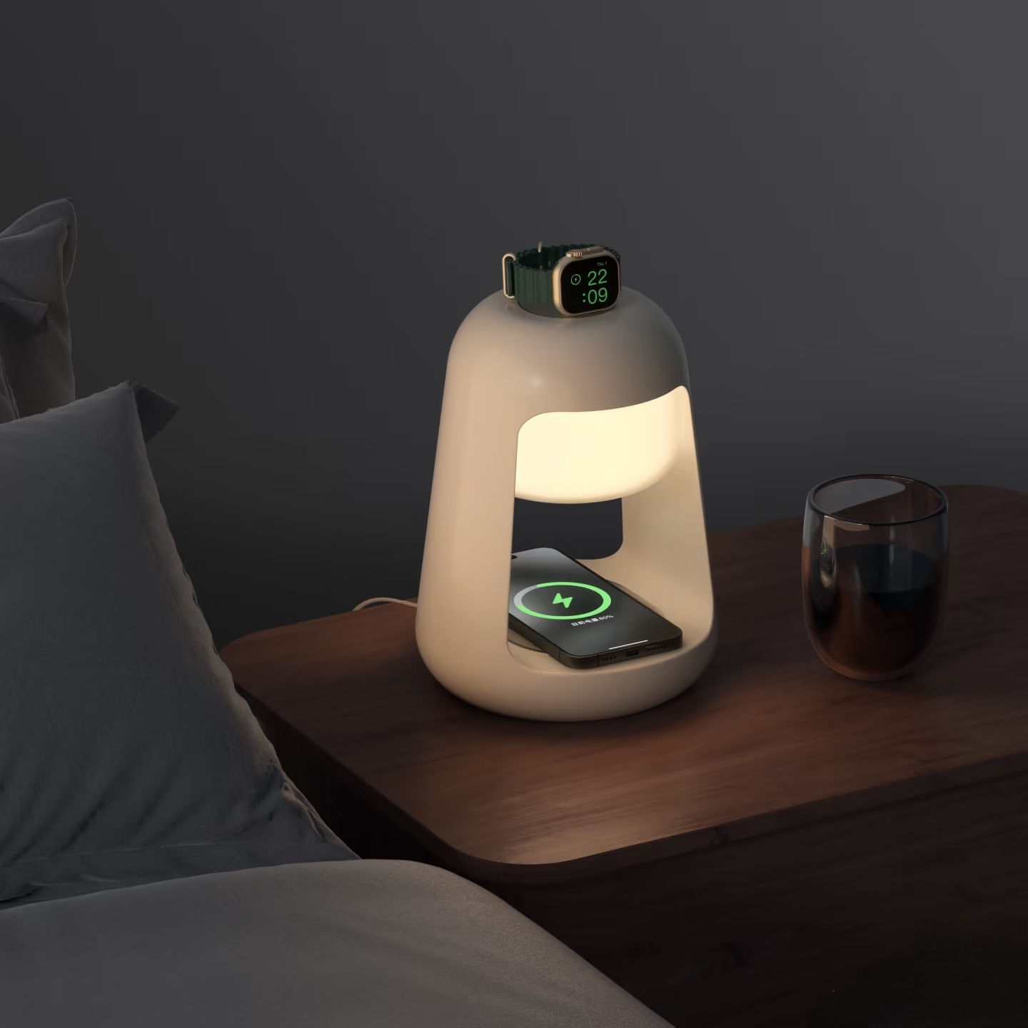 charging, bedside lamp，
