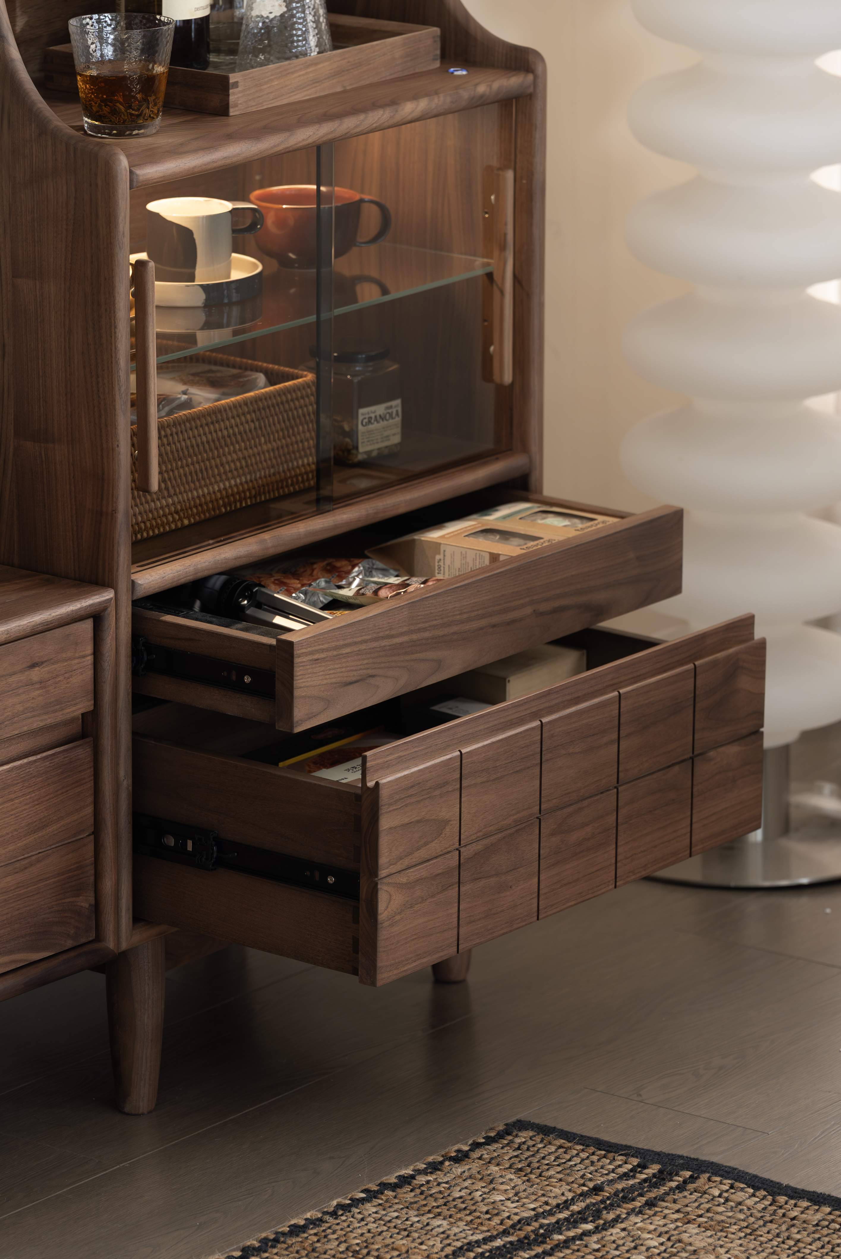 Original design，furniture design ，Residential Furniture，Solid wood furniture，Black walnut furniture，Side cabinet，