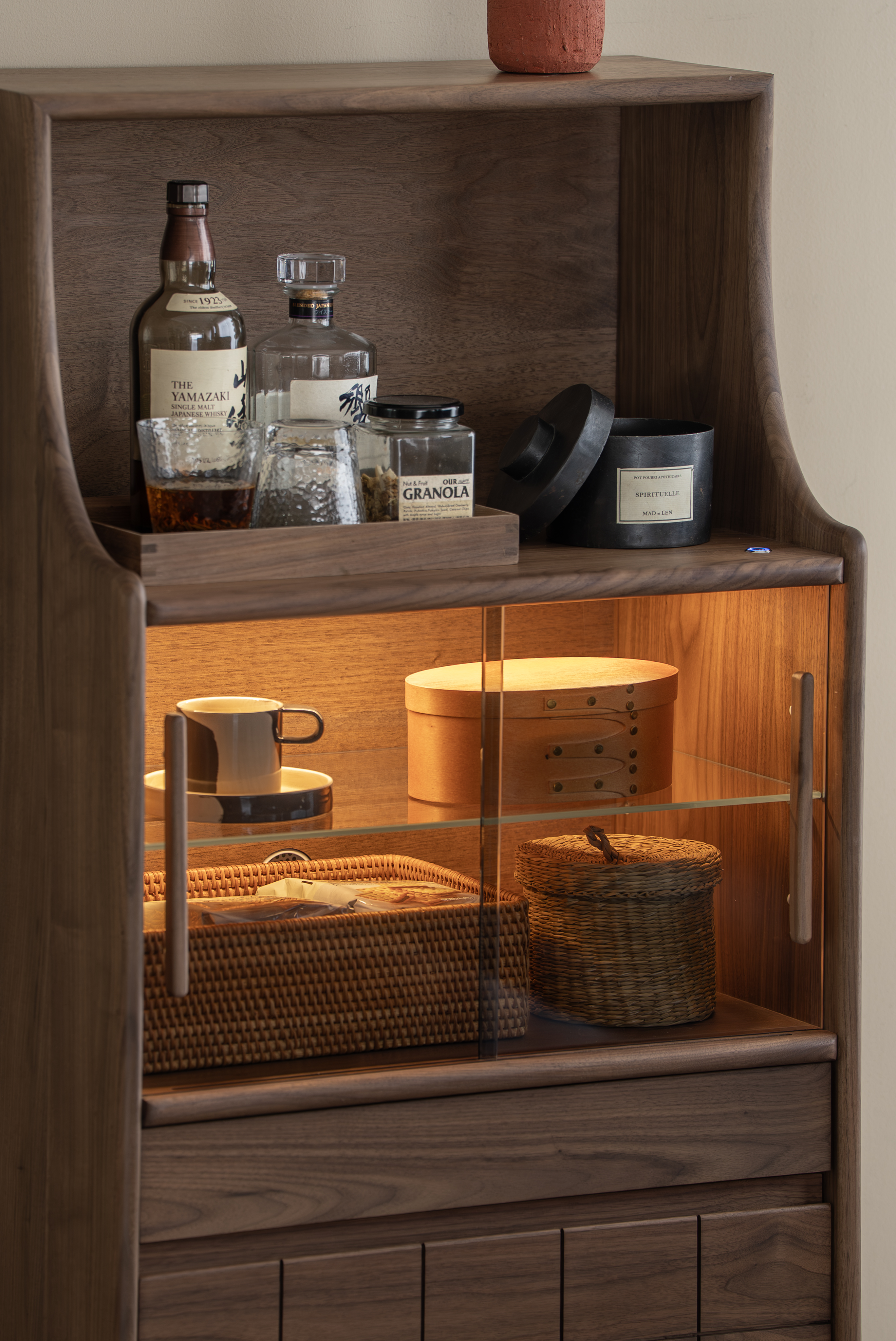 Original design，furniture design ，Residential Furniture，Solid wood furniture，Black walnut furniture，Side cabinet，