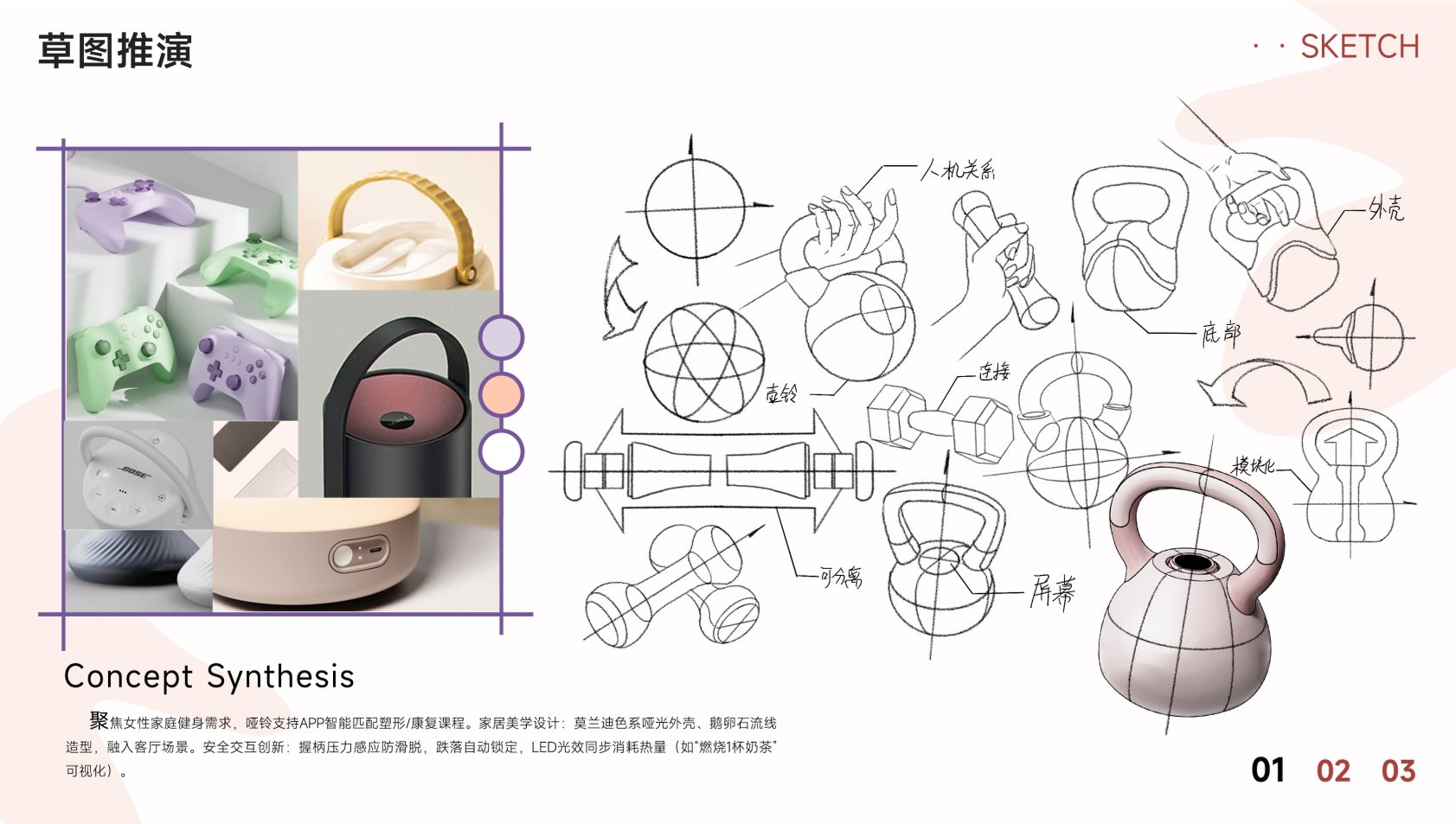 Female design，Kettlebell Design，Fitness equipment，product design，industrial design，Scream Education，