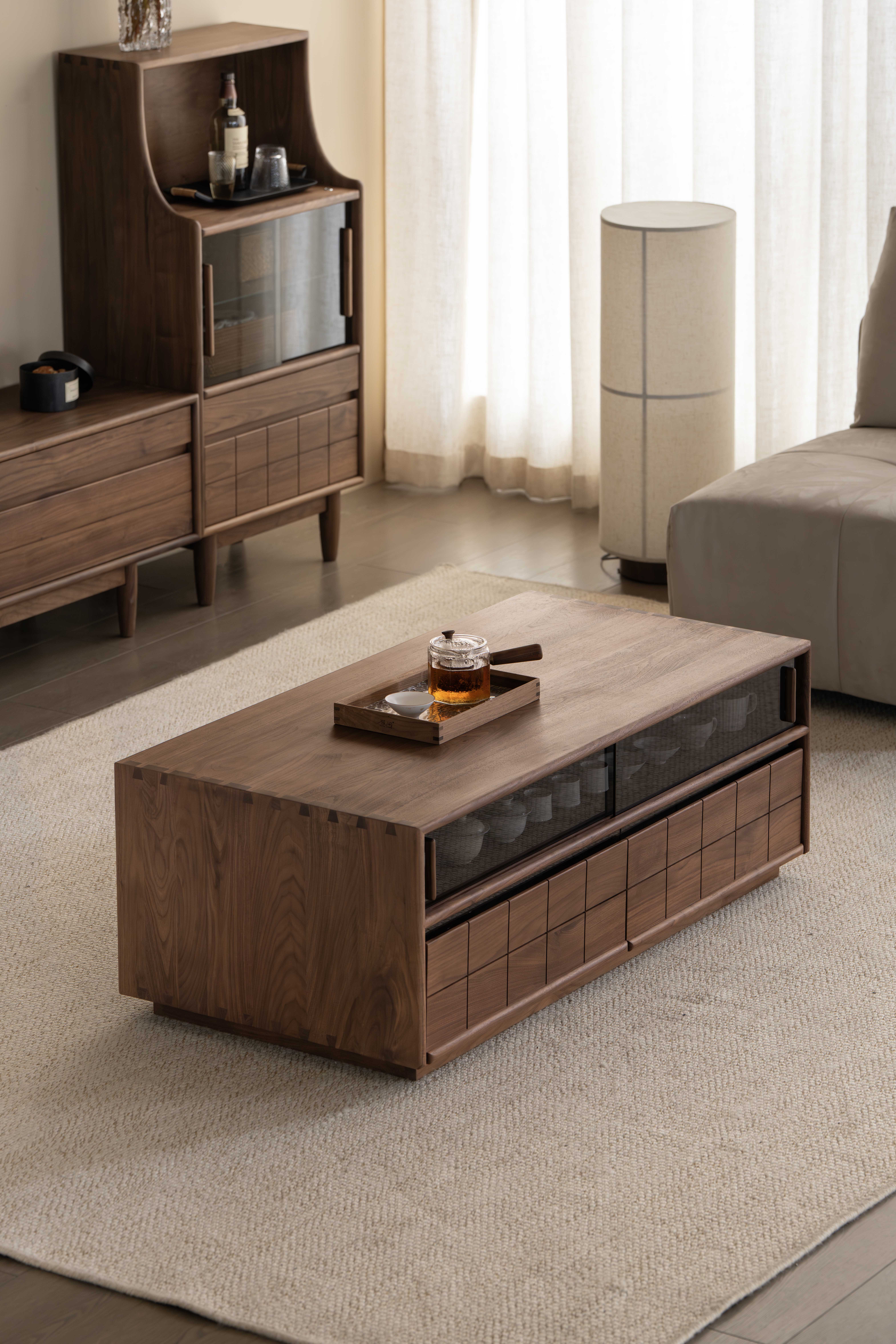 Tea table design，Black walnut furniture，Solid wood furniture，Residential Furniture，furniture design ，Original design，
