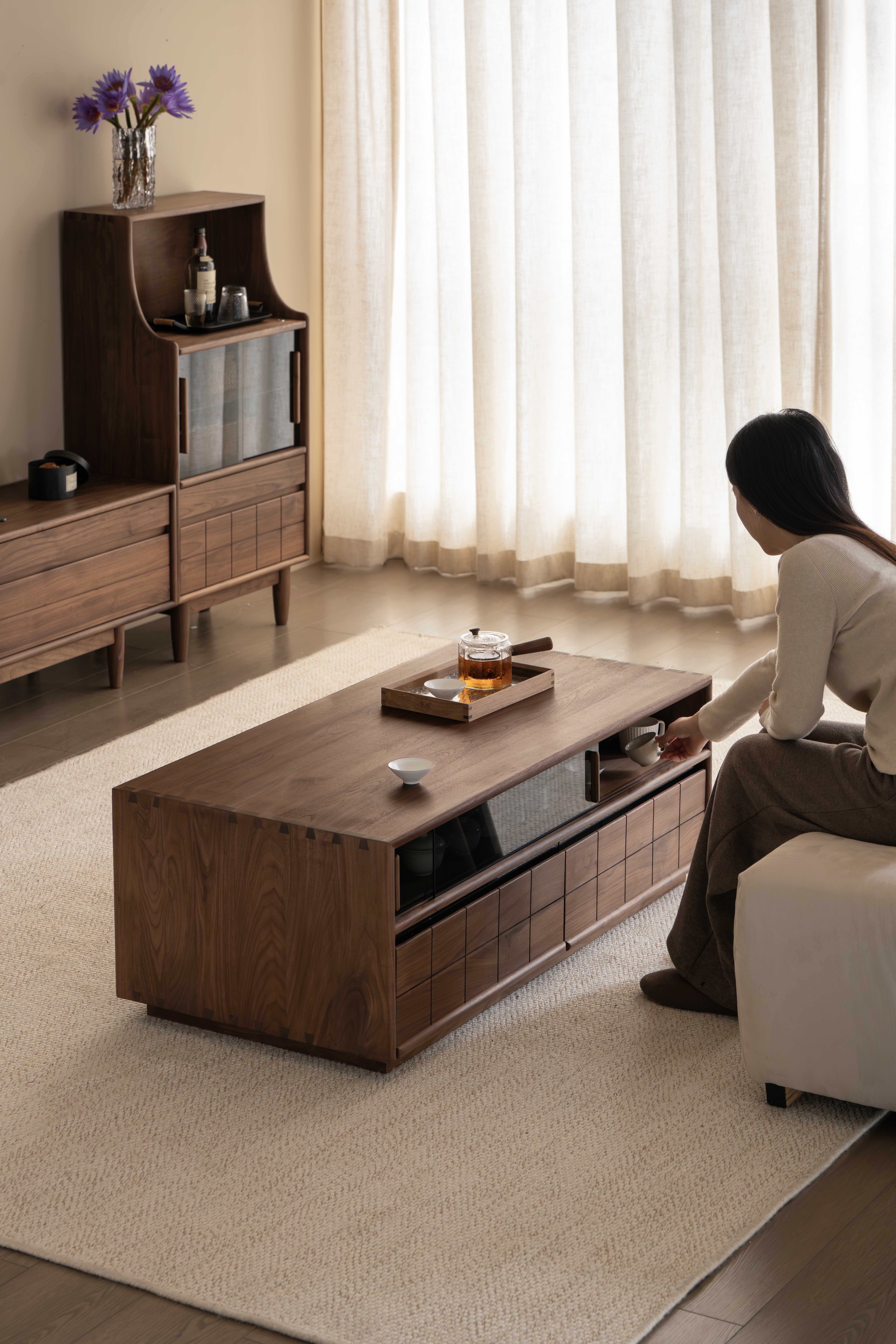 Tea table design，Black walnut furniture，Solid wood furniture，Residential Furniture，furniture design ，Original design，