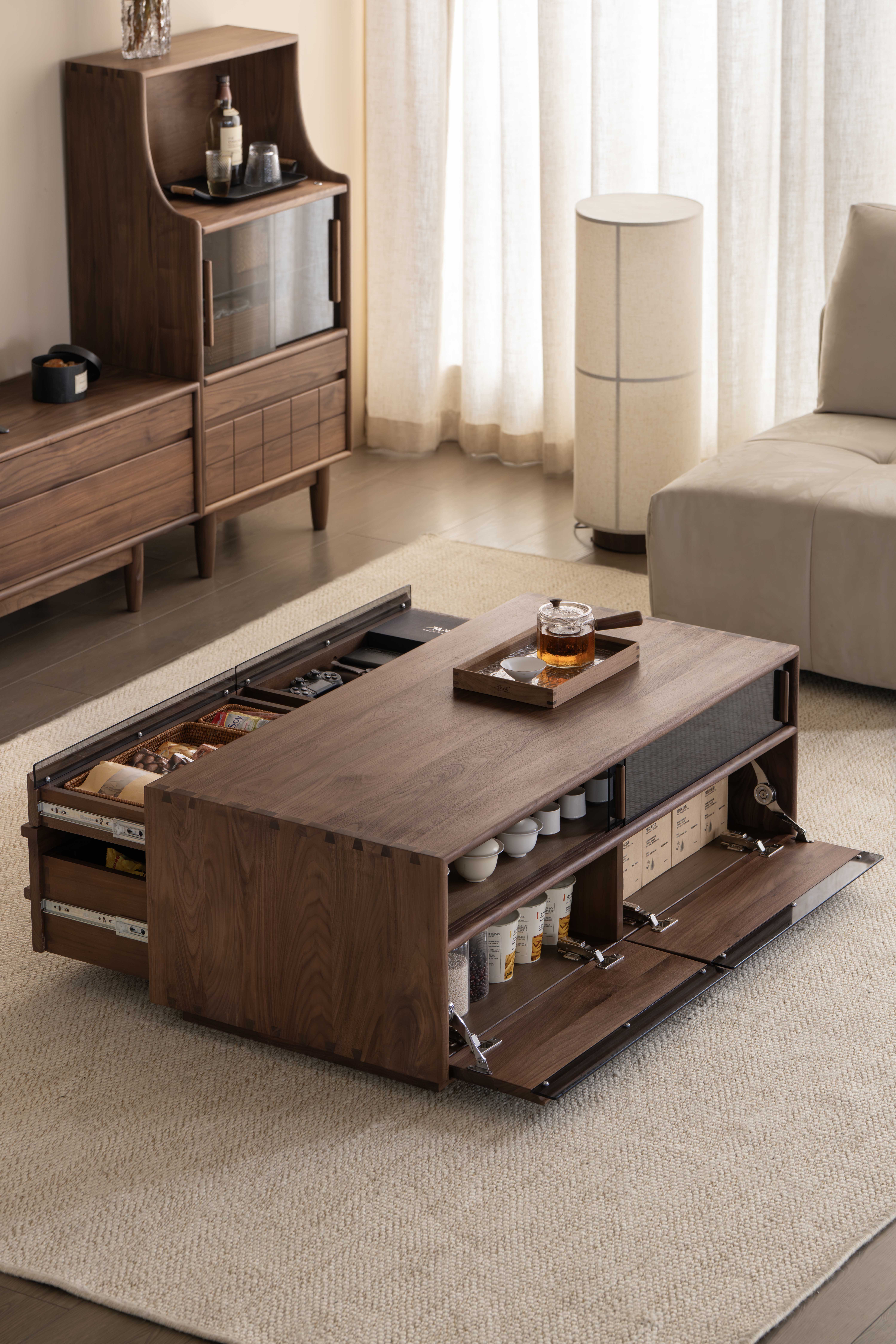Tea table design，Black walnut furniture，Solid wood furniture，Residential Furniture，furniture design ，Original design，