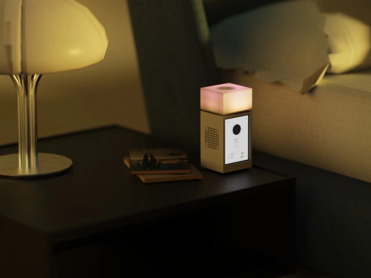 The Real Objects，Minimalist alarm clock，Sunrise Wake，Bedside atmosphere lamp，analog clock，