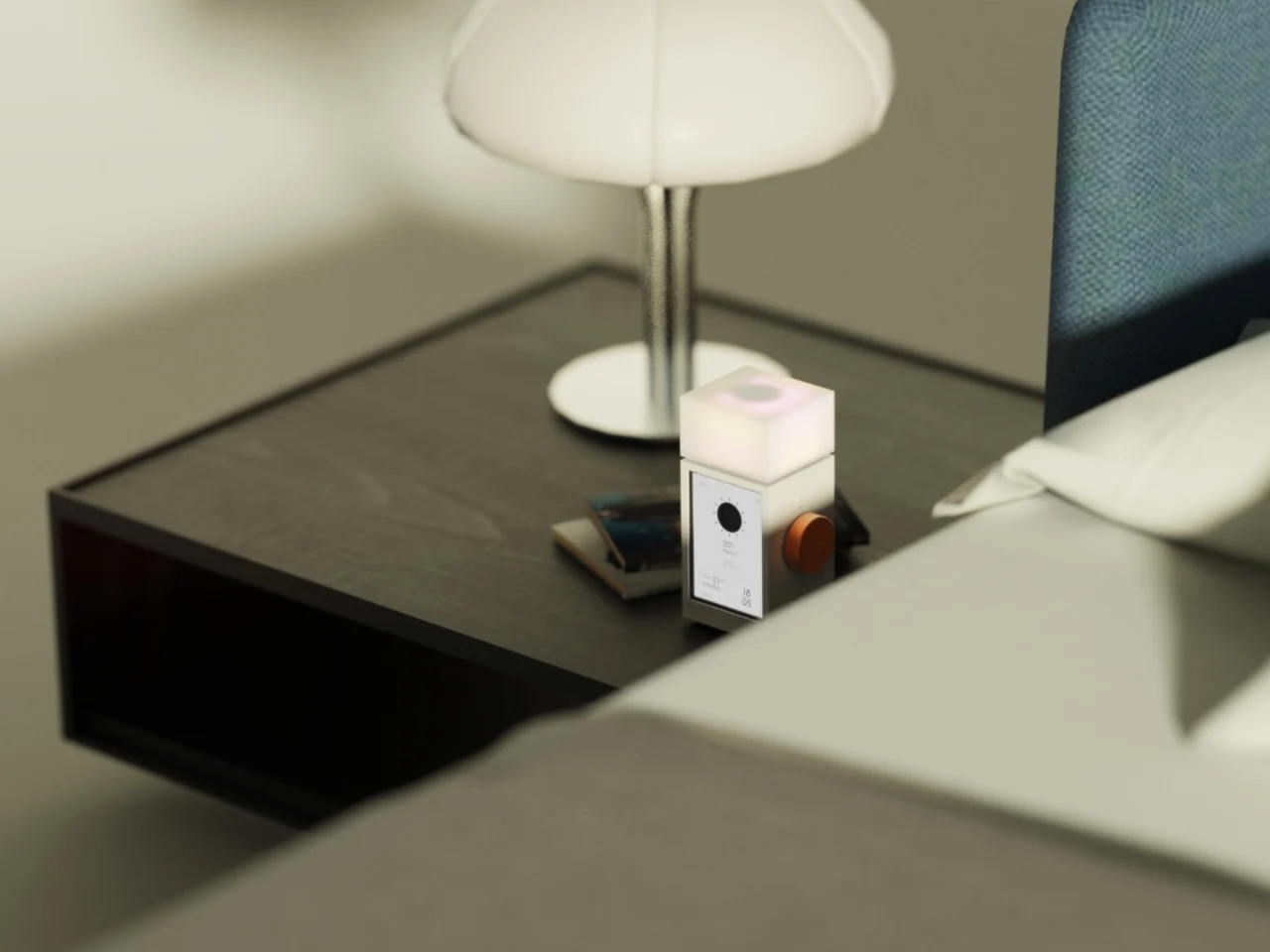 The Real Objects，Minimalist alarm clock，Sunrise Wake，Bedside atmosphere lamp，analog clock，