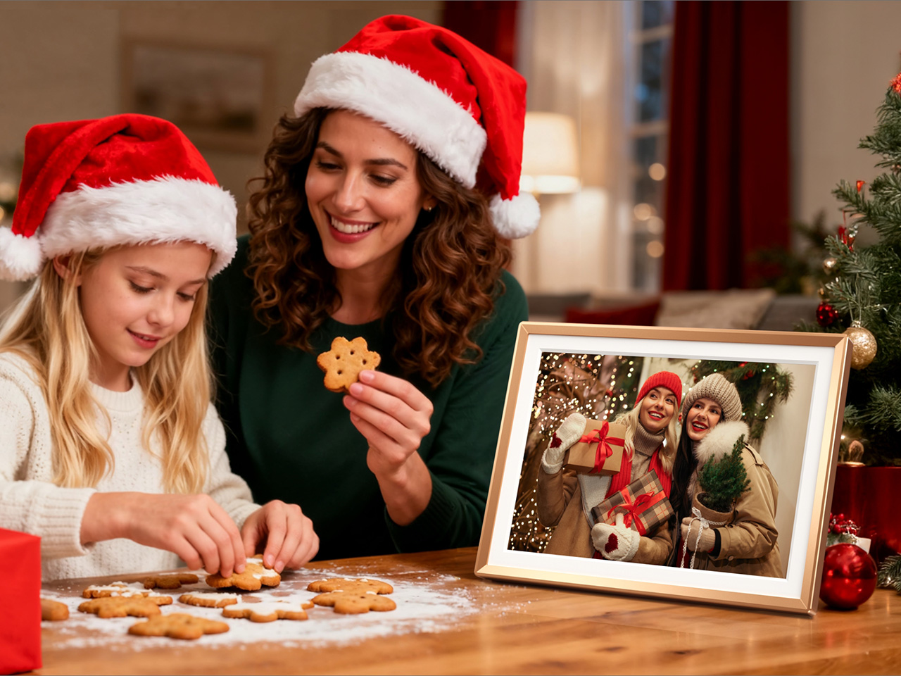 Smart Digital Photo Frame，Unlimited cloud storage，Family Sharing，Vintage vinyl，14 inches，