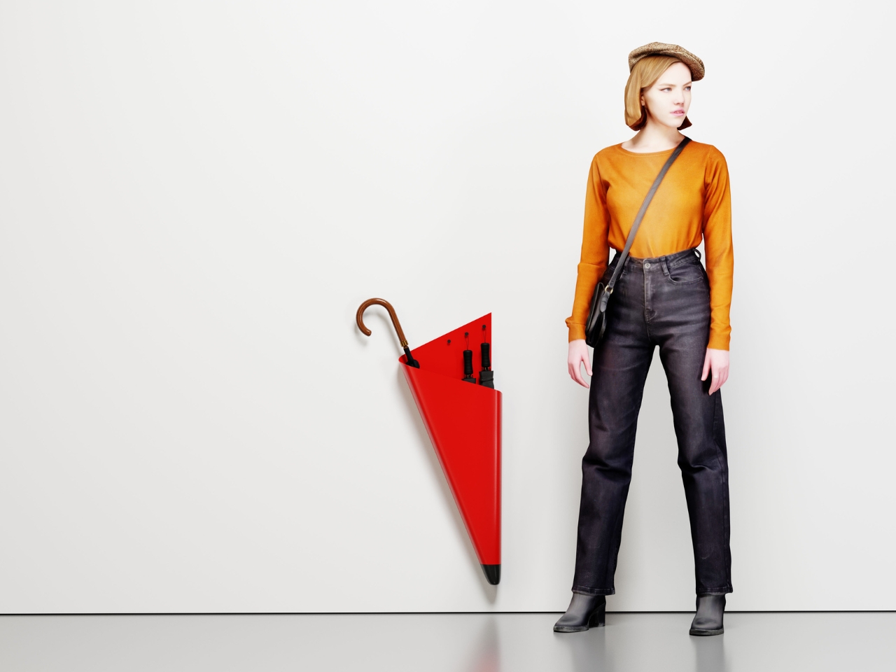 Wall-mounted umbrella stand，Wall storage，geometric sculpture，Porch design，