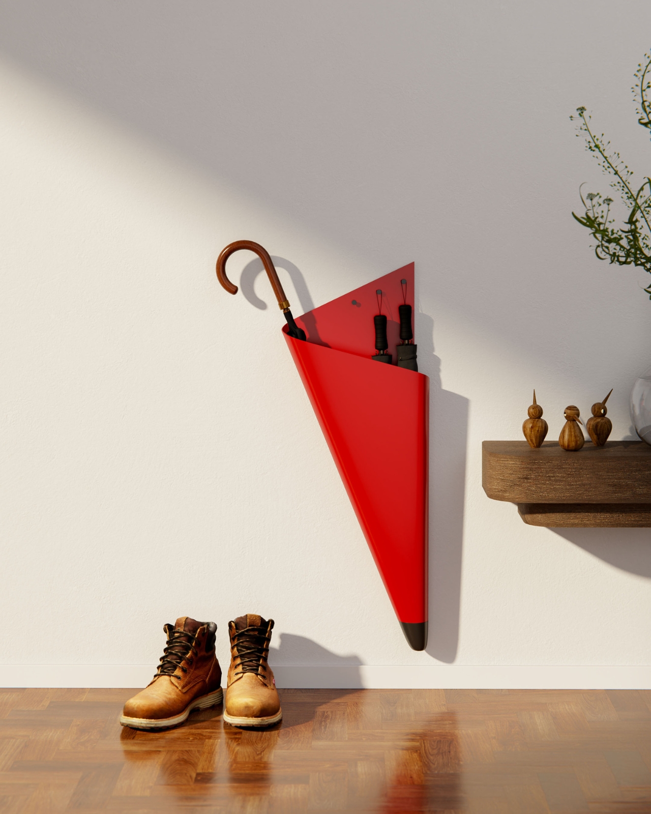 Wall-mounted umbrella stand，Wall storage，geometric sculpture，Porch design，