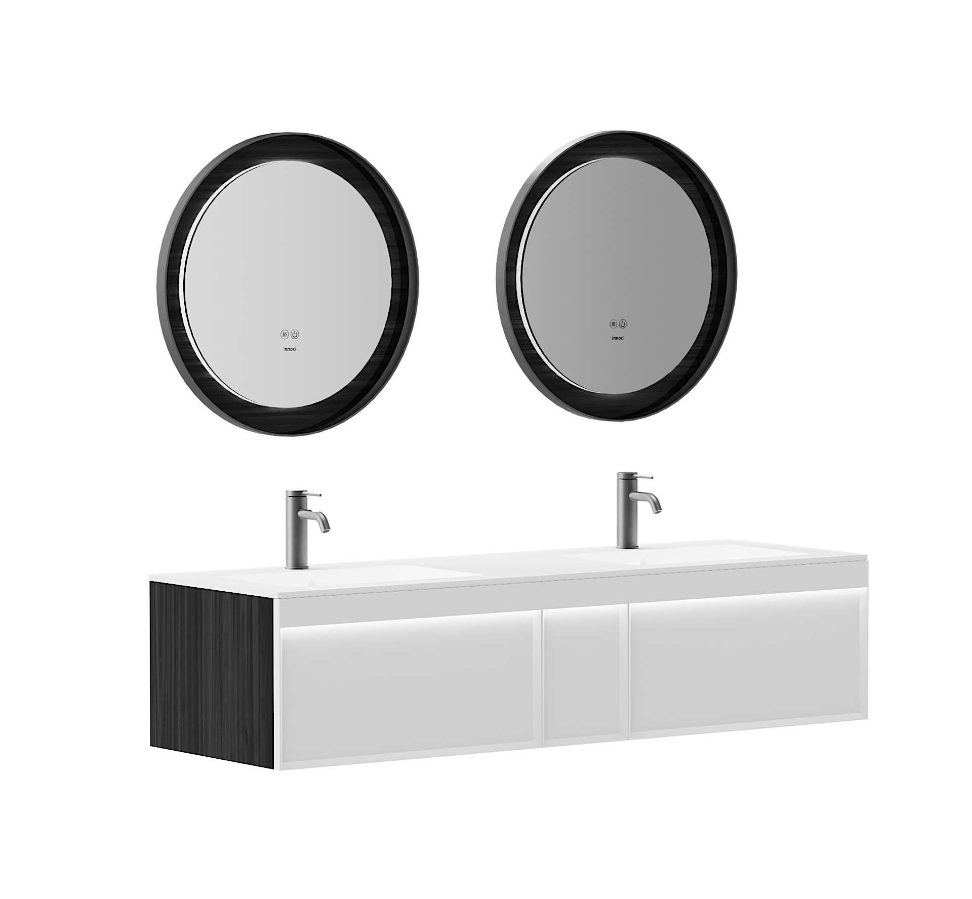 Bathroom Cabinet; Wood Grain; Carved Texture; Glass，