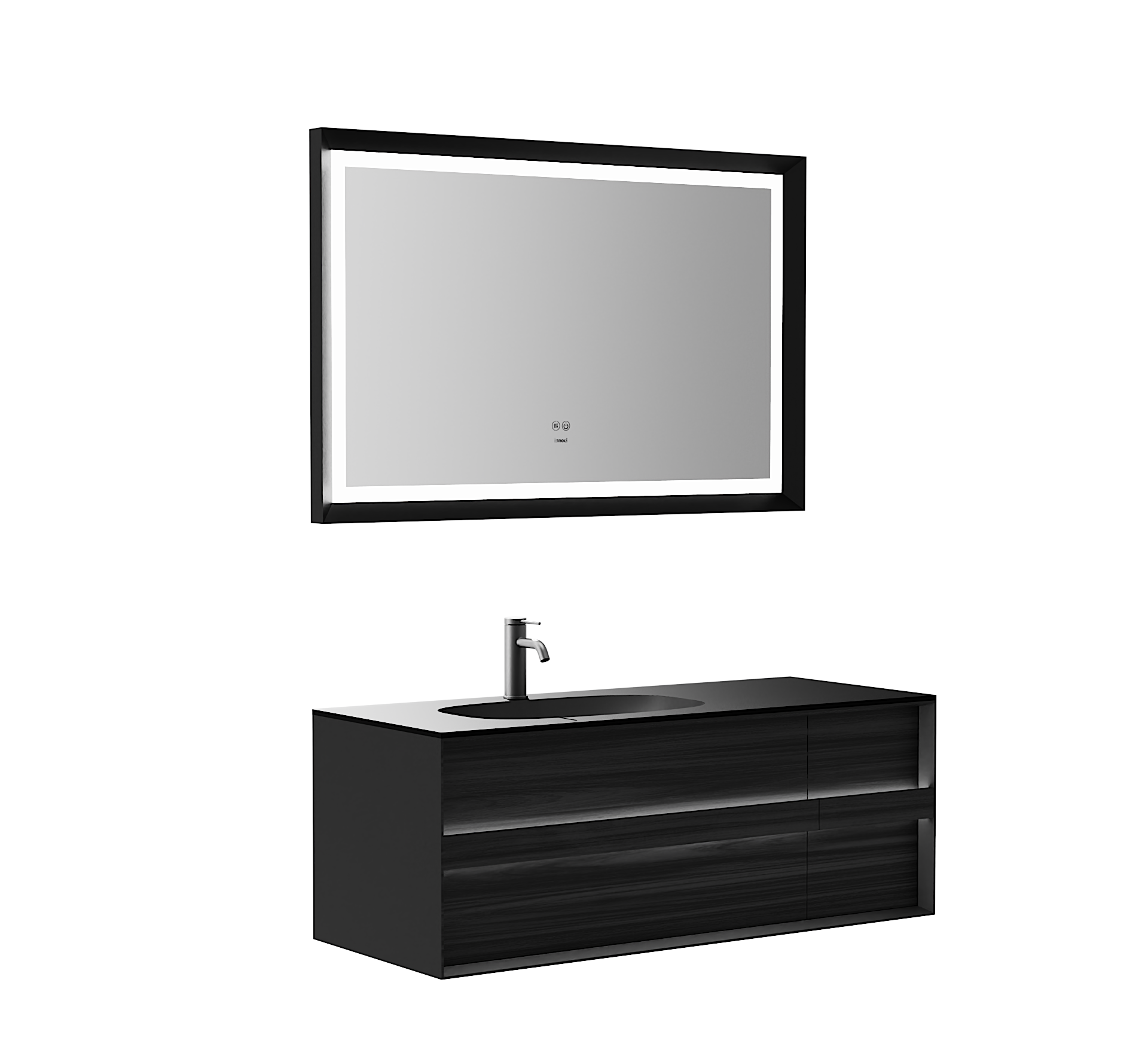 Bathroom Cabinet; Wood Grain; Carved Texture; Glass，