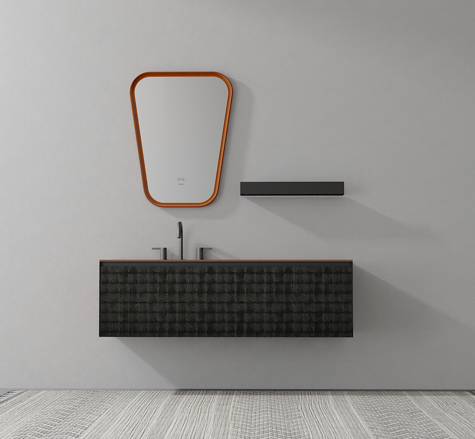 bathroom cabinet; texture; wood grain; glass door，