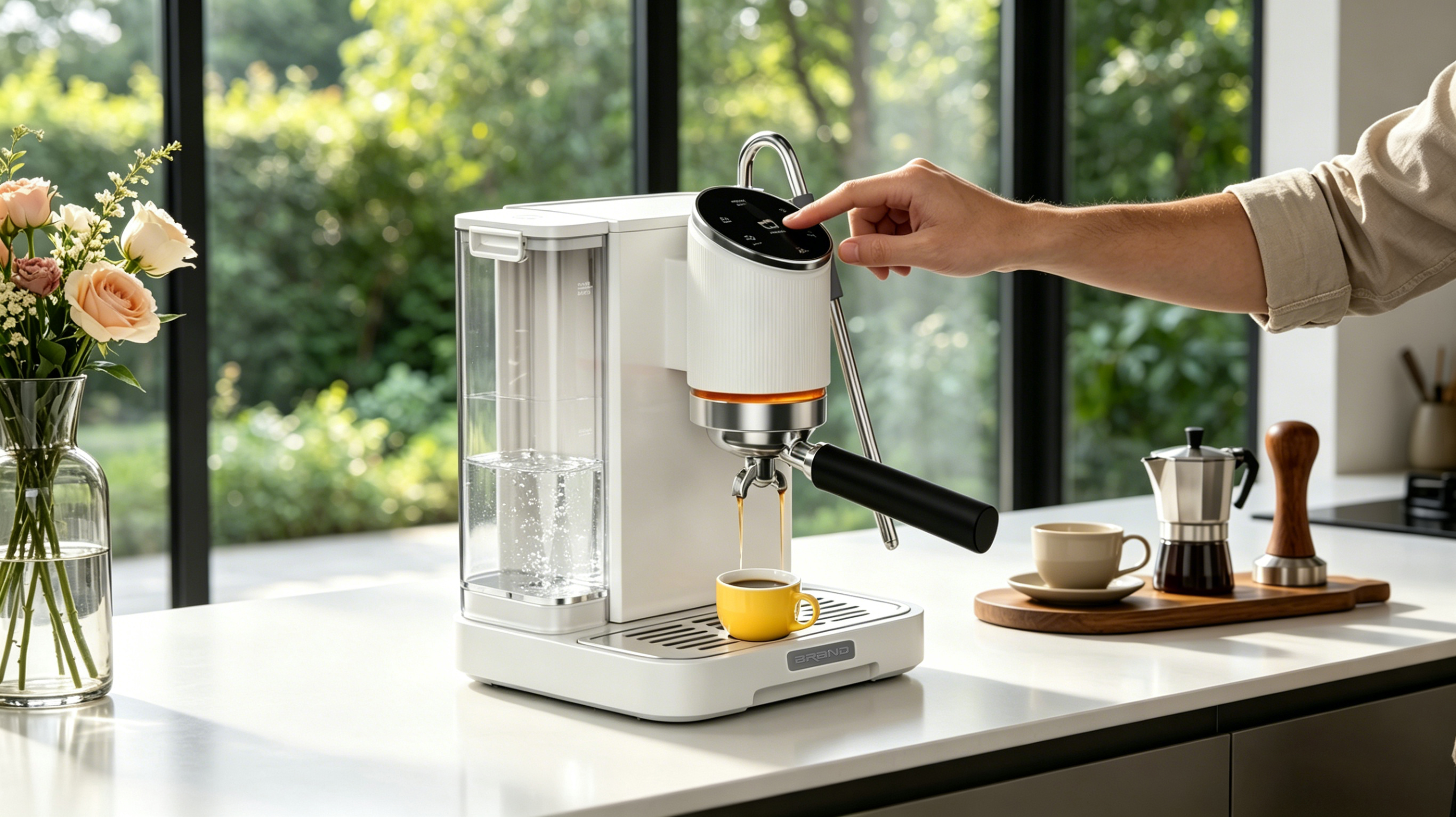 Coffee machine，industrial design，product design，Minimalist household appliances，Product rendering，Integration of Technology and Art，