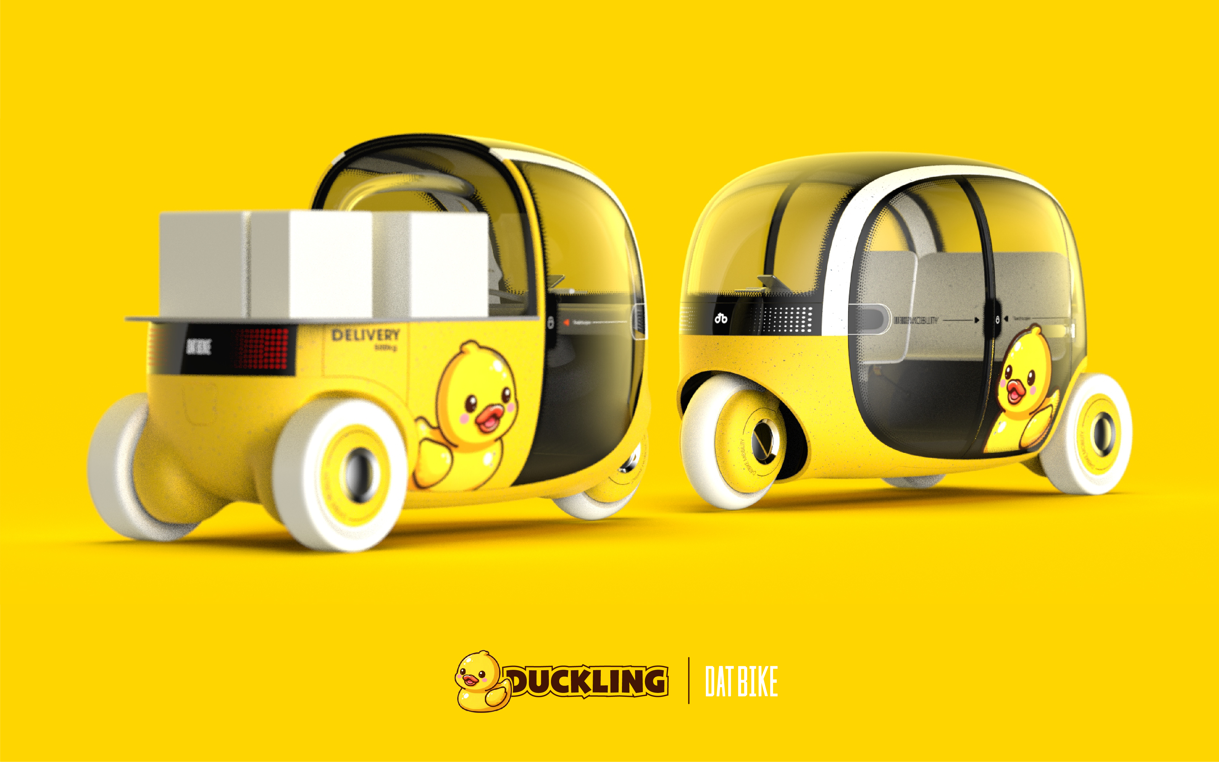Automotive design，electric vehicles，Industrial design，Transportation，ecar，Duck，yellow，