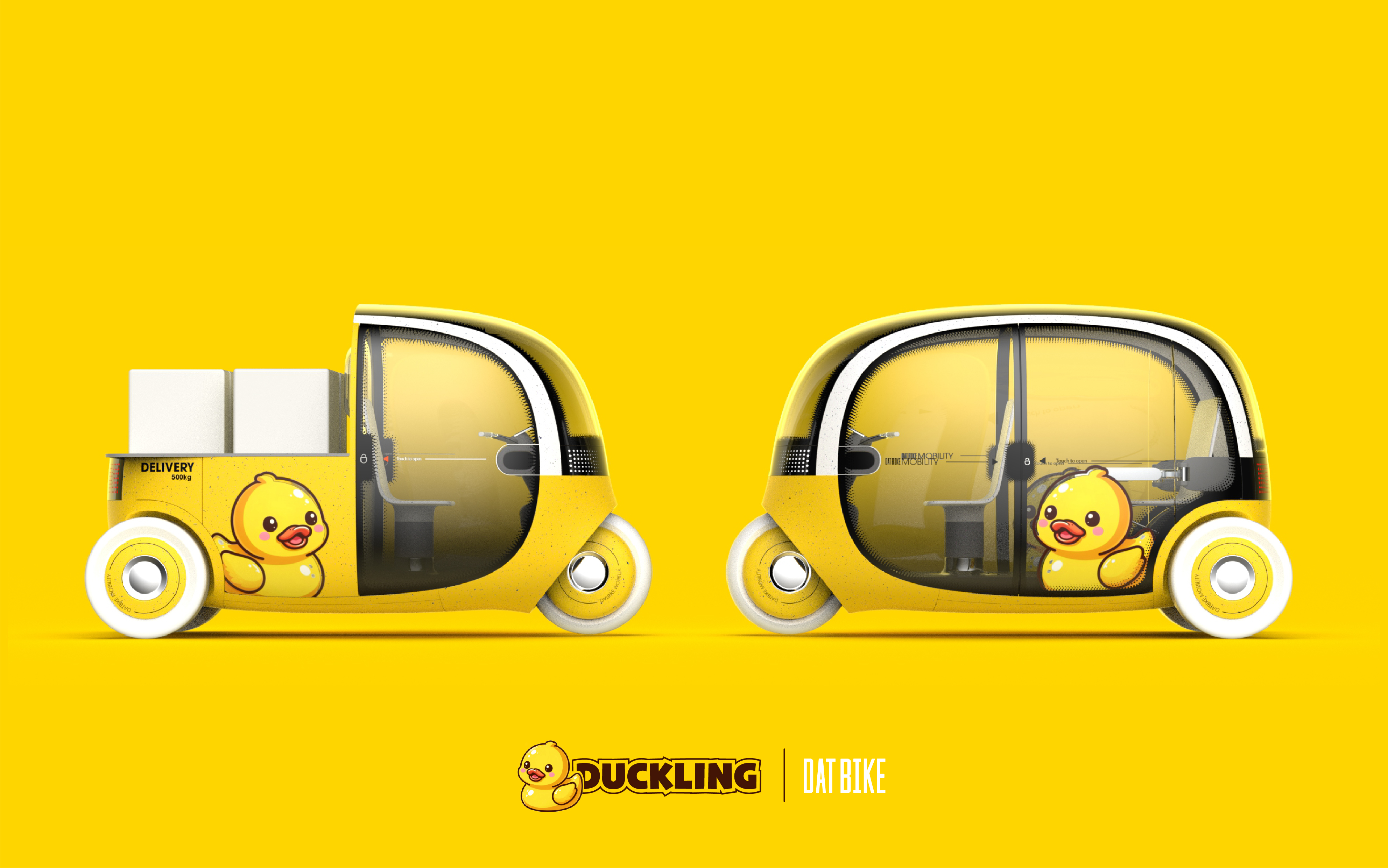 Automotive design，electric vehicles，Industrial design，Transportation，ecar，Duck，yellow，