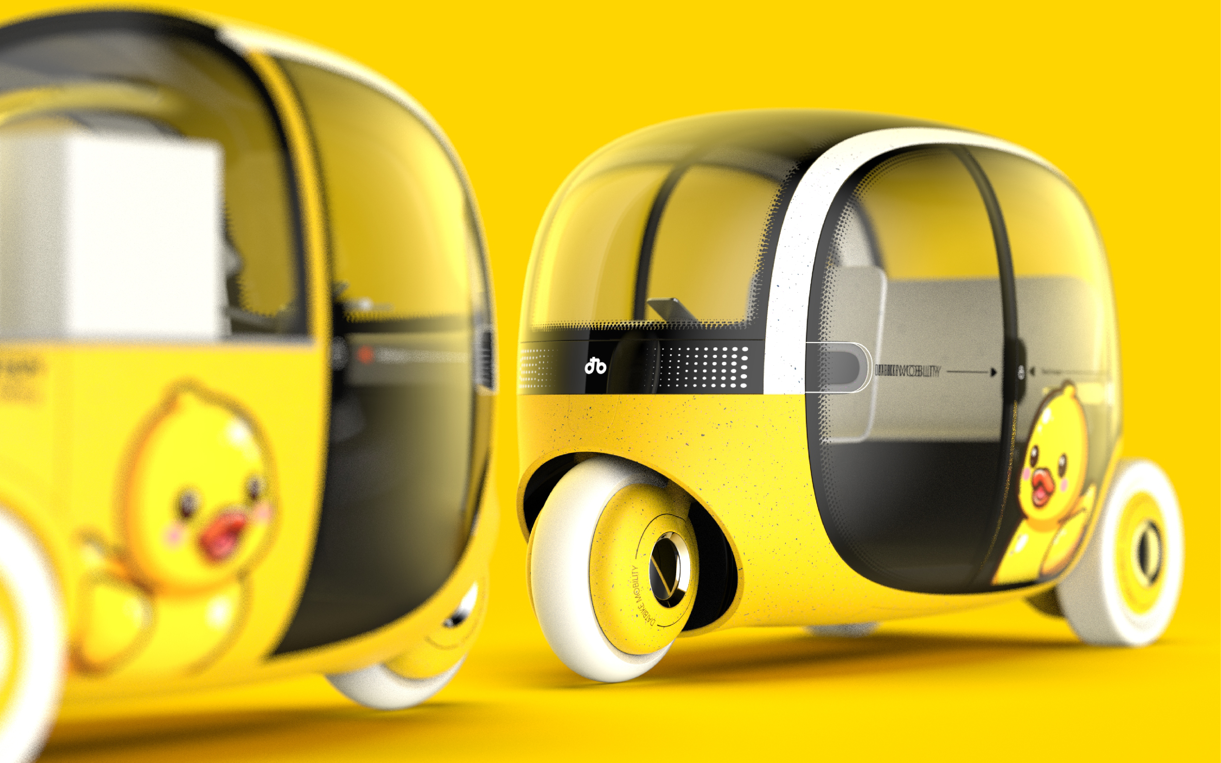 Automotive design，electric vehicles，Industrial design，Transportation，ecar，Duck，yellow，