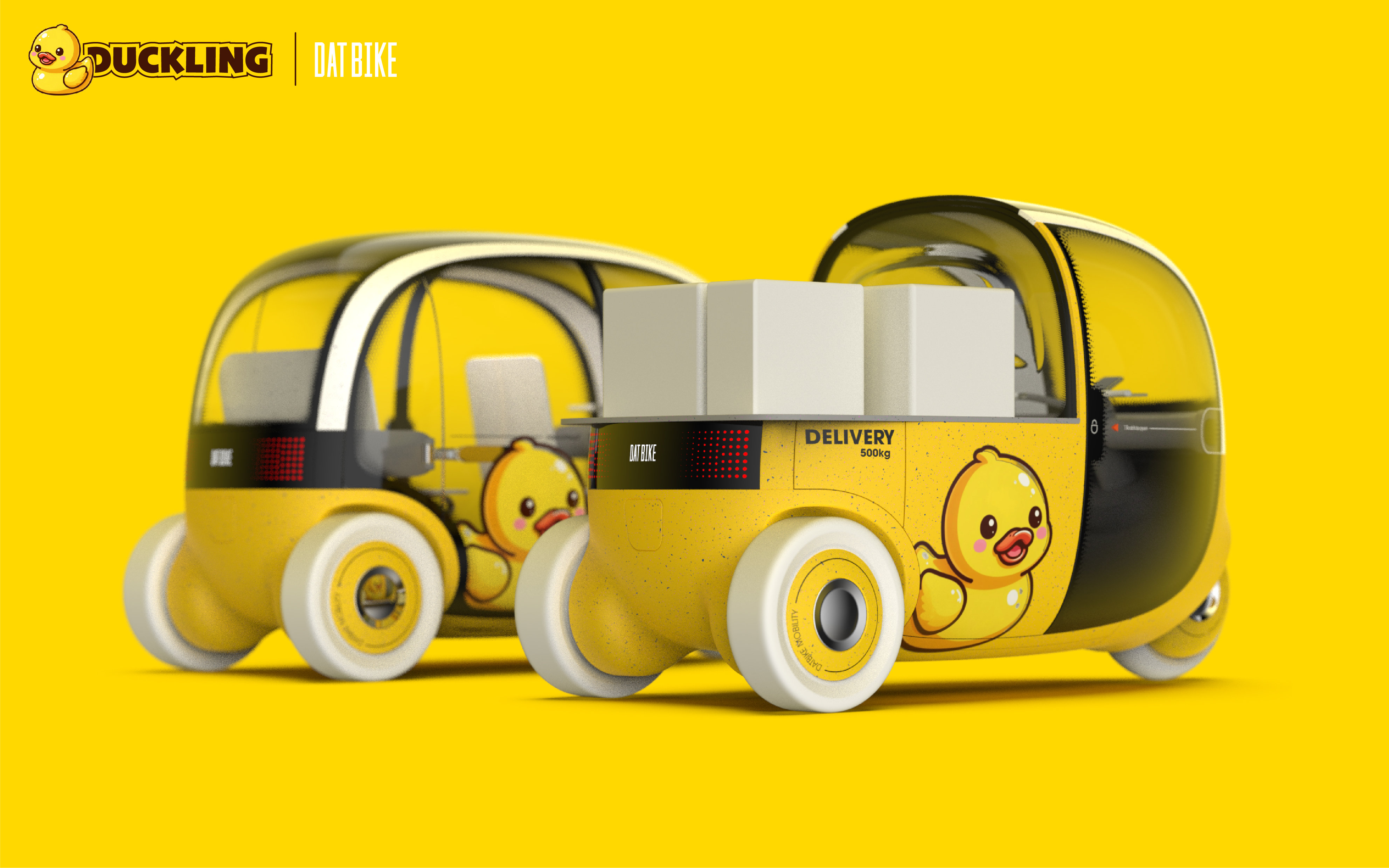 Automotive design，electric vehicles，Industrial design，Transportation，ecar，Duck，yellow，
