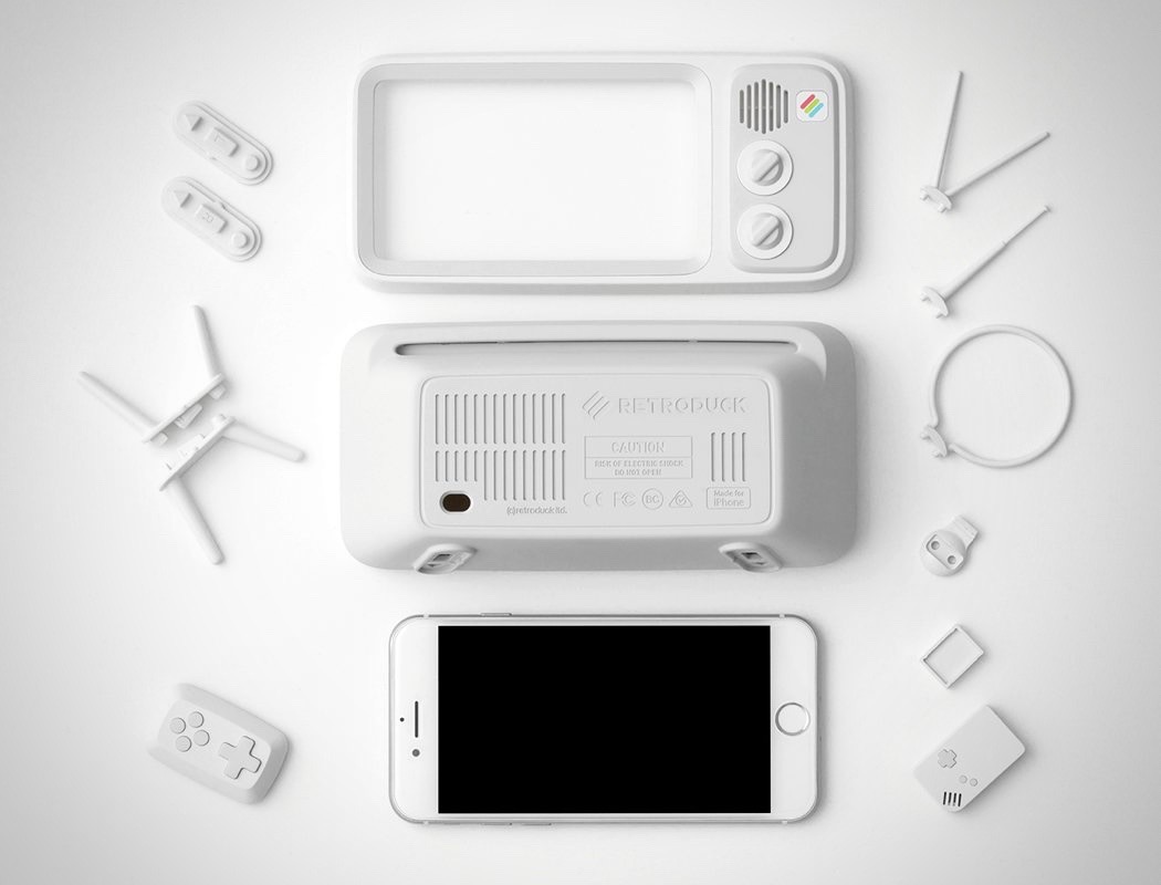 orange，white，Small TV，Mobile phone holder，Retro duck，