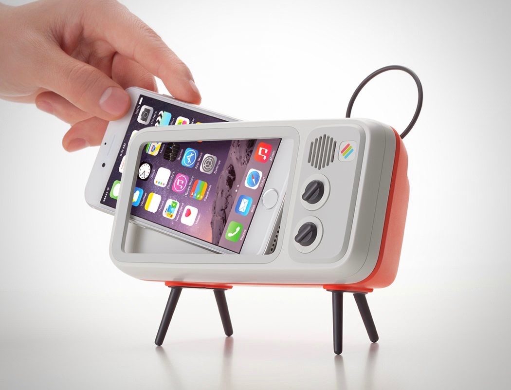 orange，white，Small TV，Mobile phone holder，Retro duck，