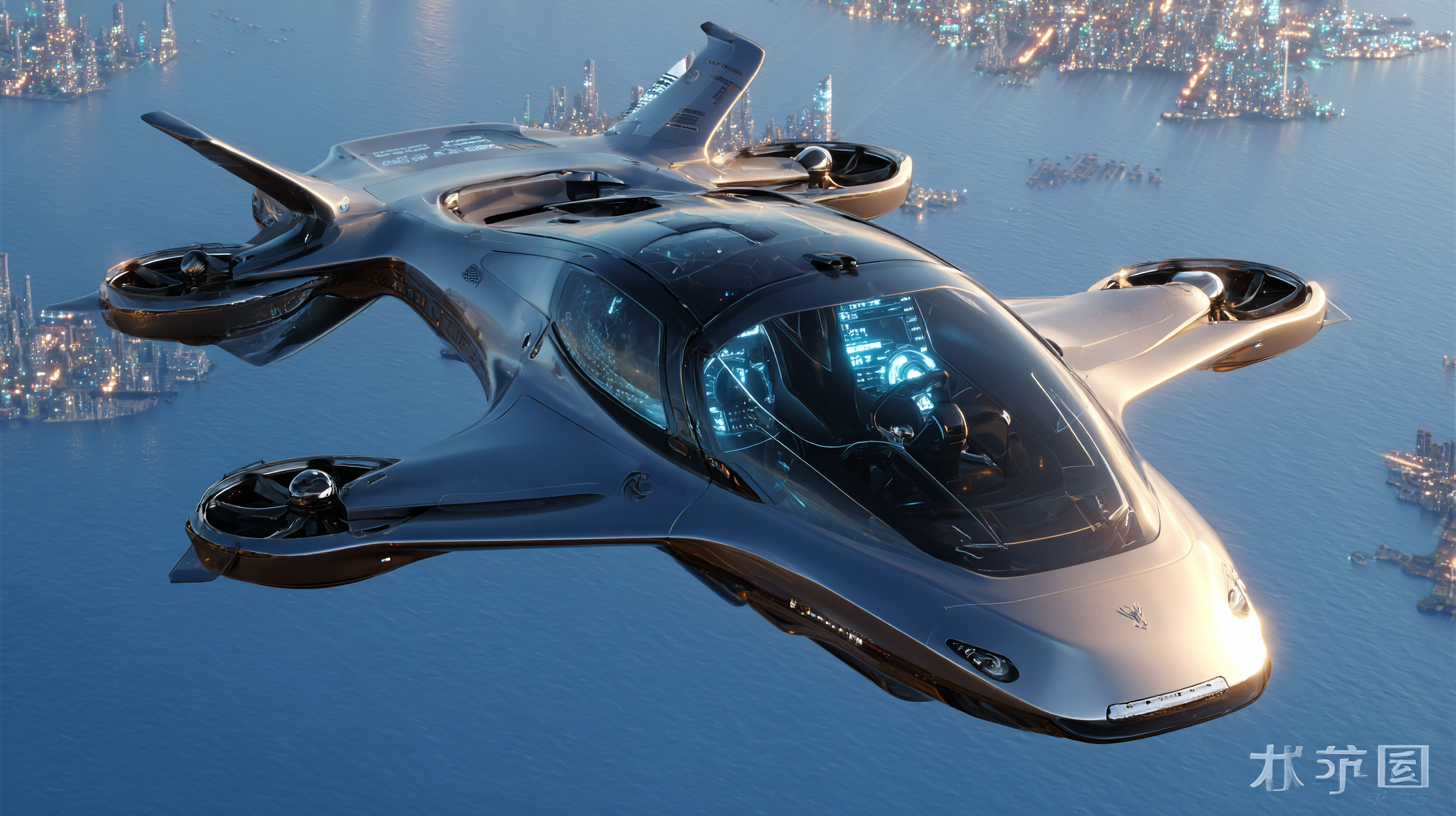Sci-fi flying car，