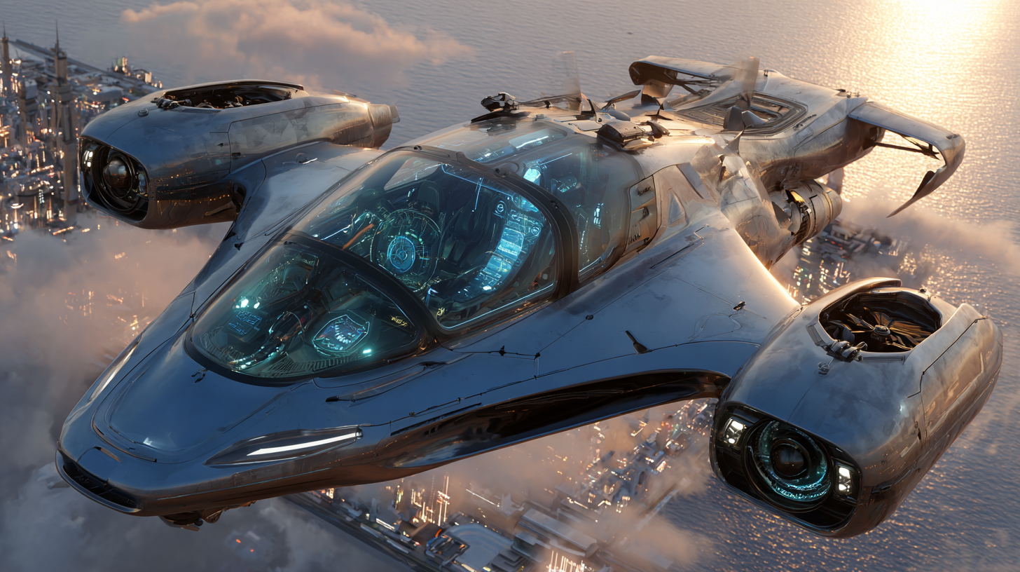 Sci-fi flying car，