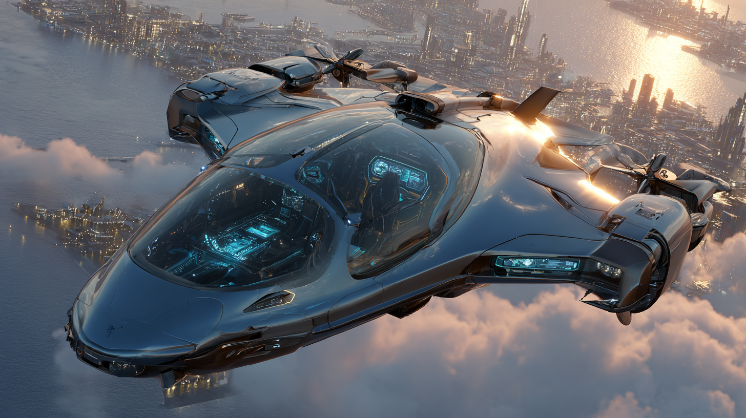 Sci-fi flying car，