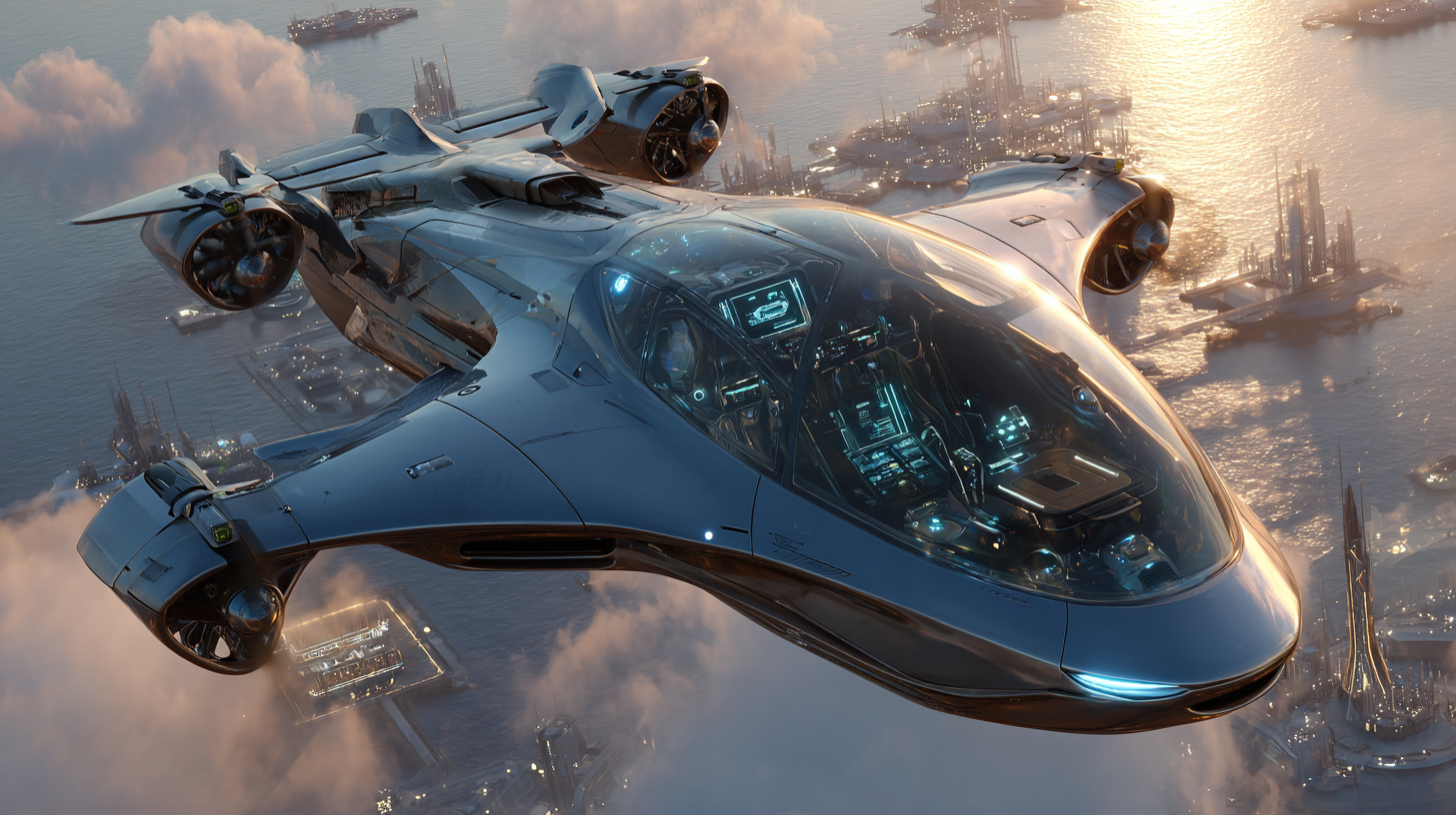 Sci-fi flying car，