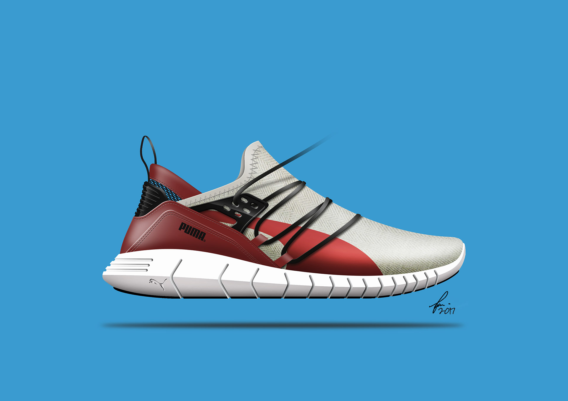Hand drawn，gym shoes，2d rendering，