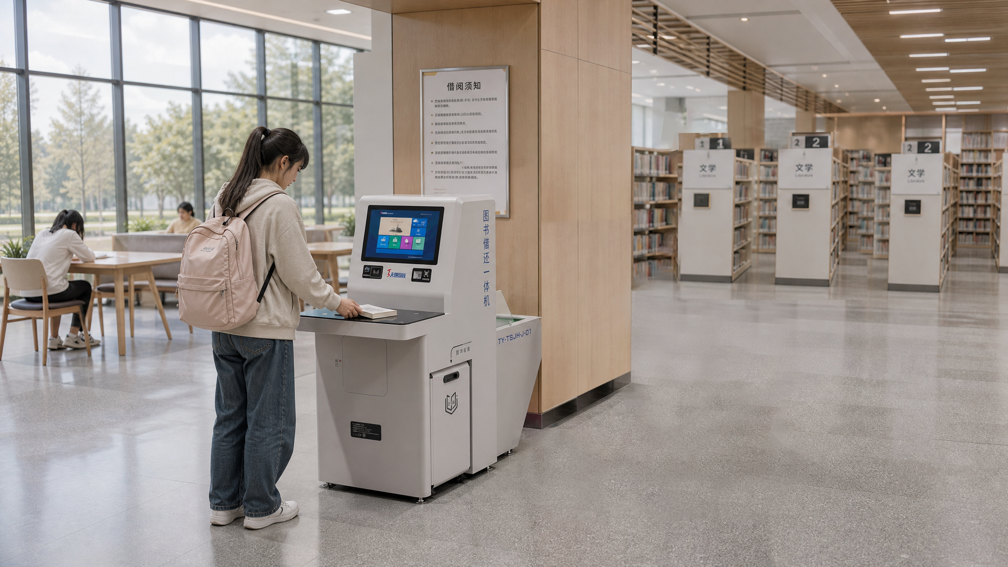 Unattended book borrowing and returning all-in-one machine，library，Borrow and return books，