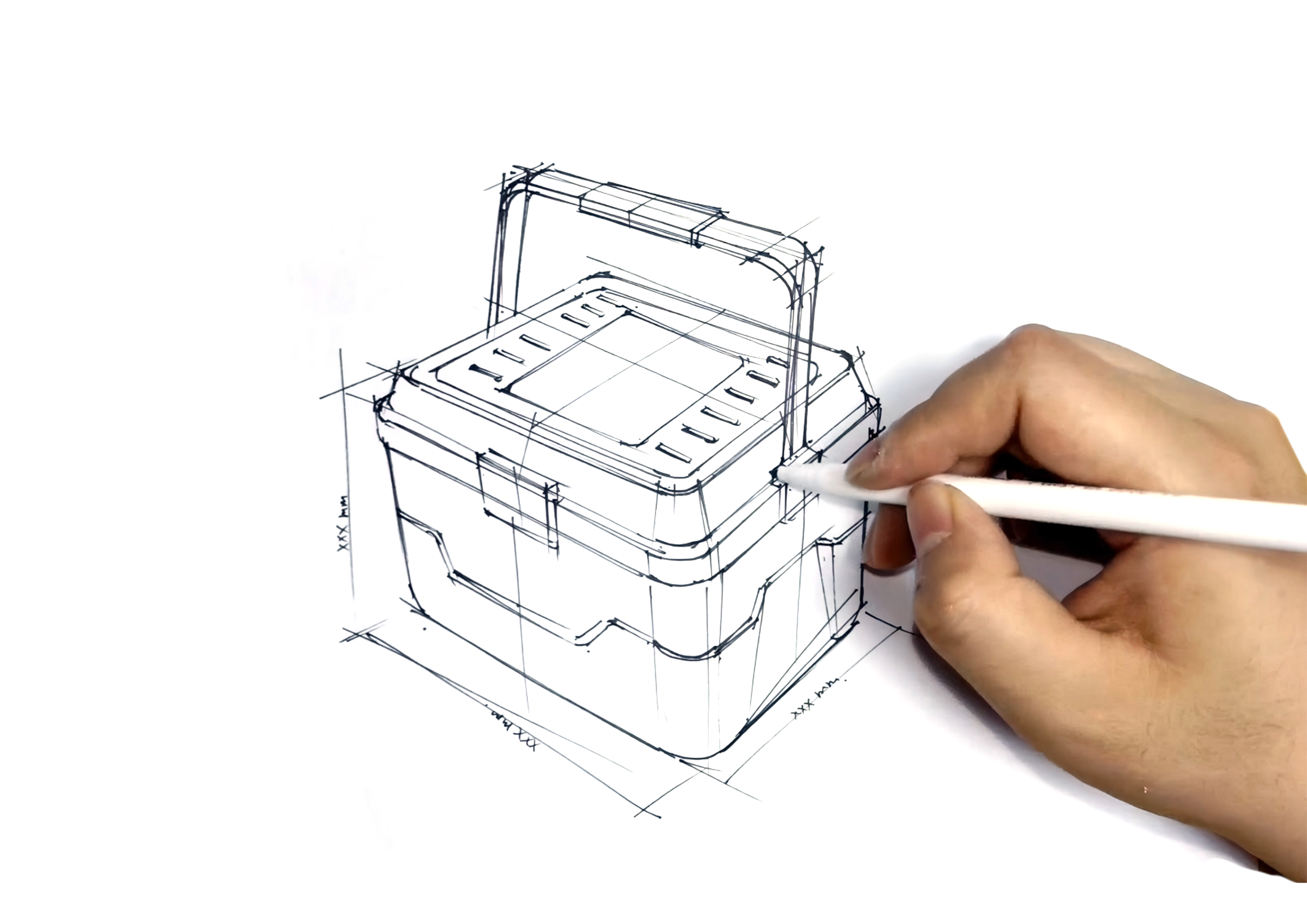 Industrial design hand-painted, product design hand-painted, line draft，