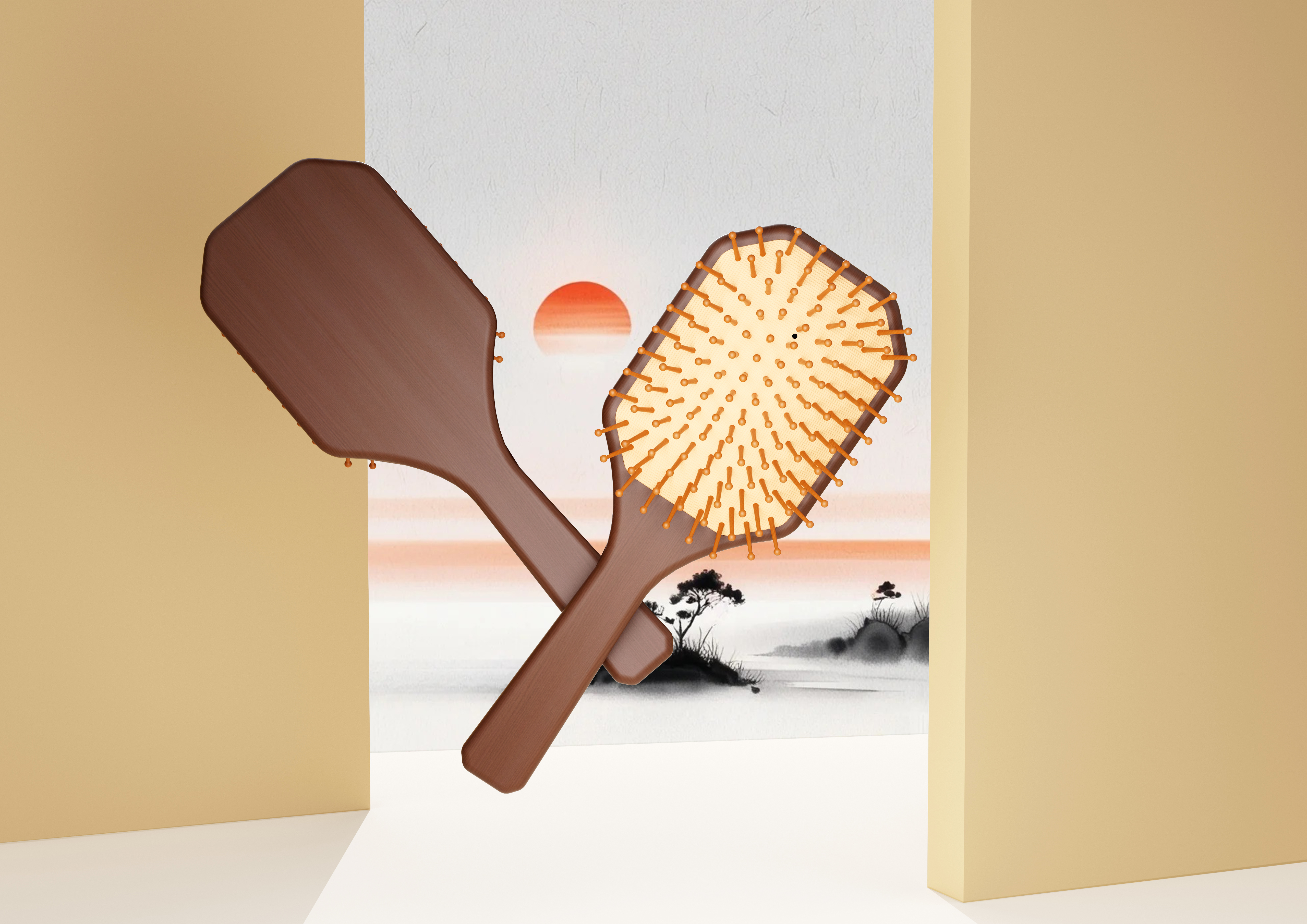 Original comb design，Wooden air cushion comb，