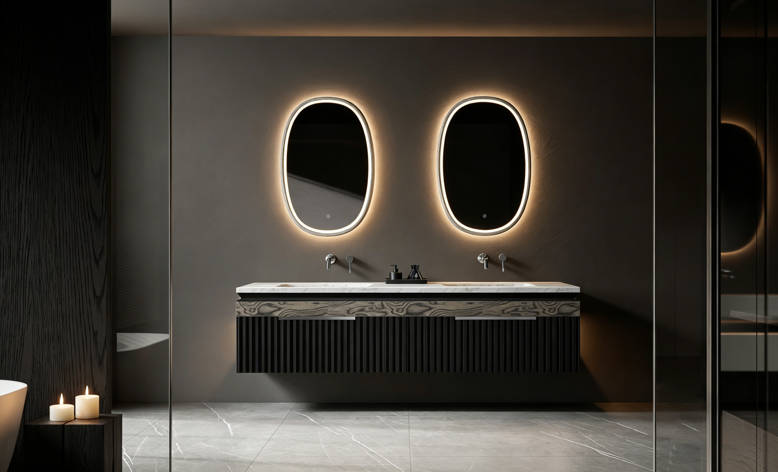 Bathroom cabinet; Rock plate; High setting; Light luxury，