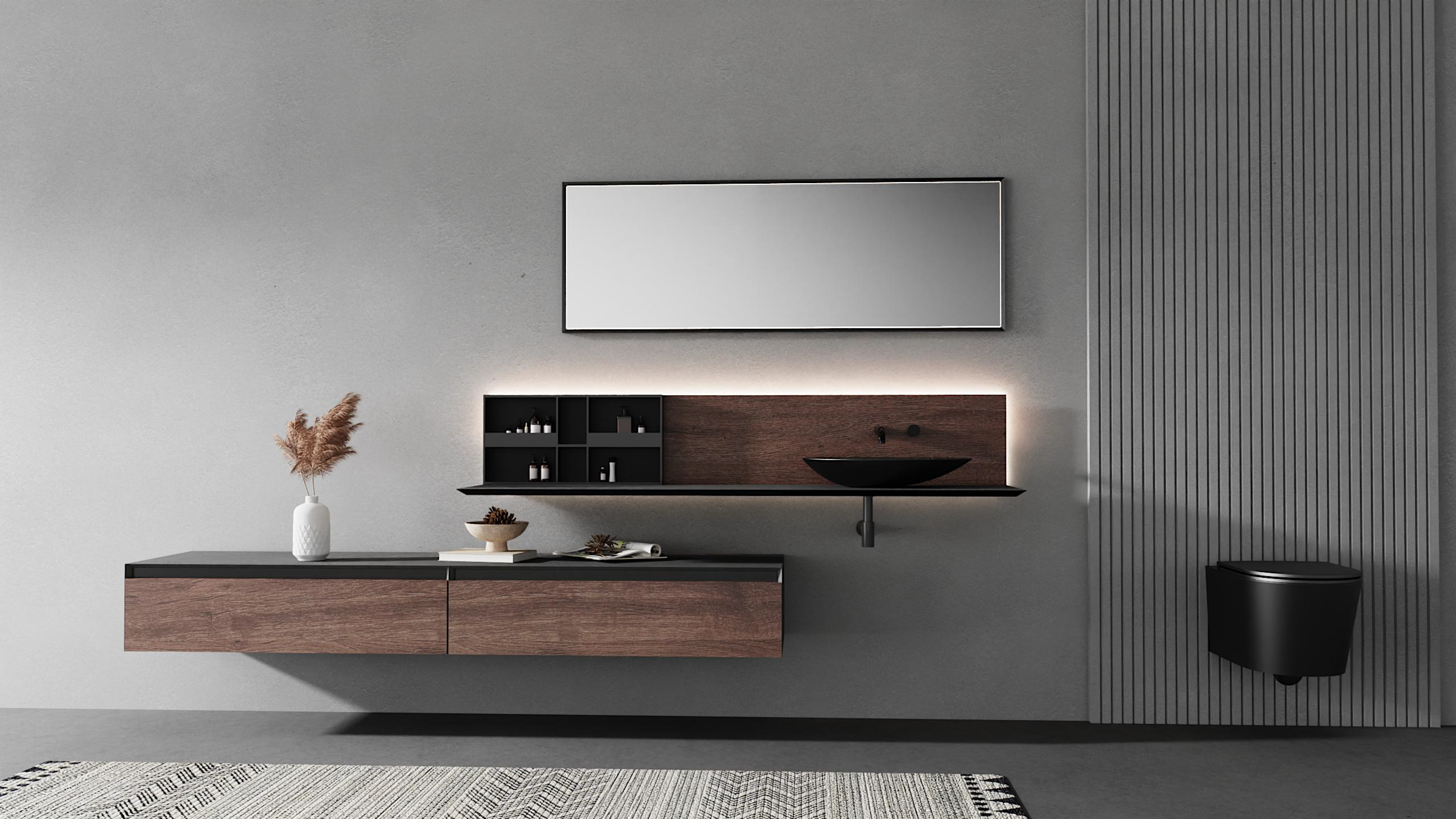 rock slab; bathroom cabinet; texture; minimalist; high-fixed，