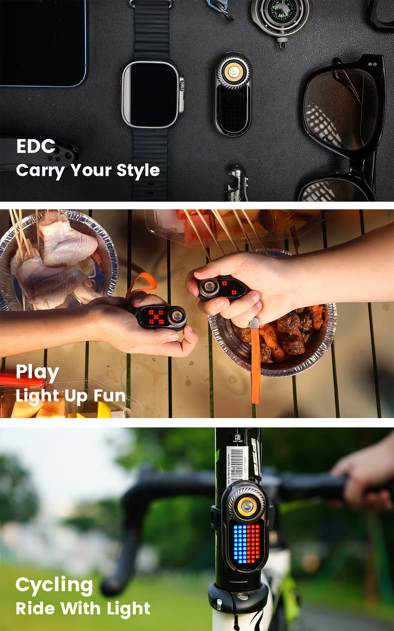 Loop Gear，Mini flashlight，Unzip turntable，Pixel screen，Small game flashlight，