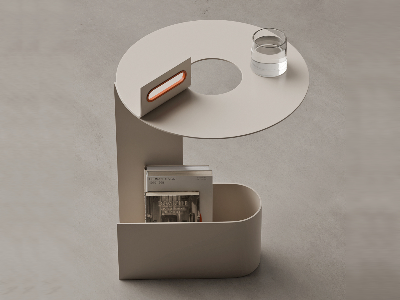 Twist，monolithic metal，One-piece furniture，Removable Side Table，Minimalist design ，
