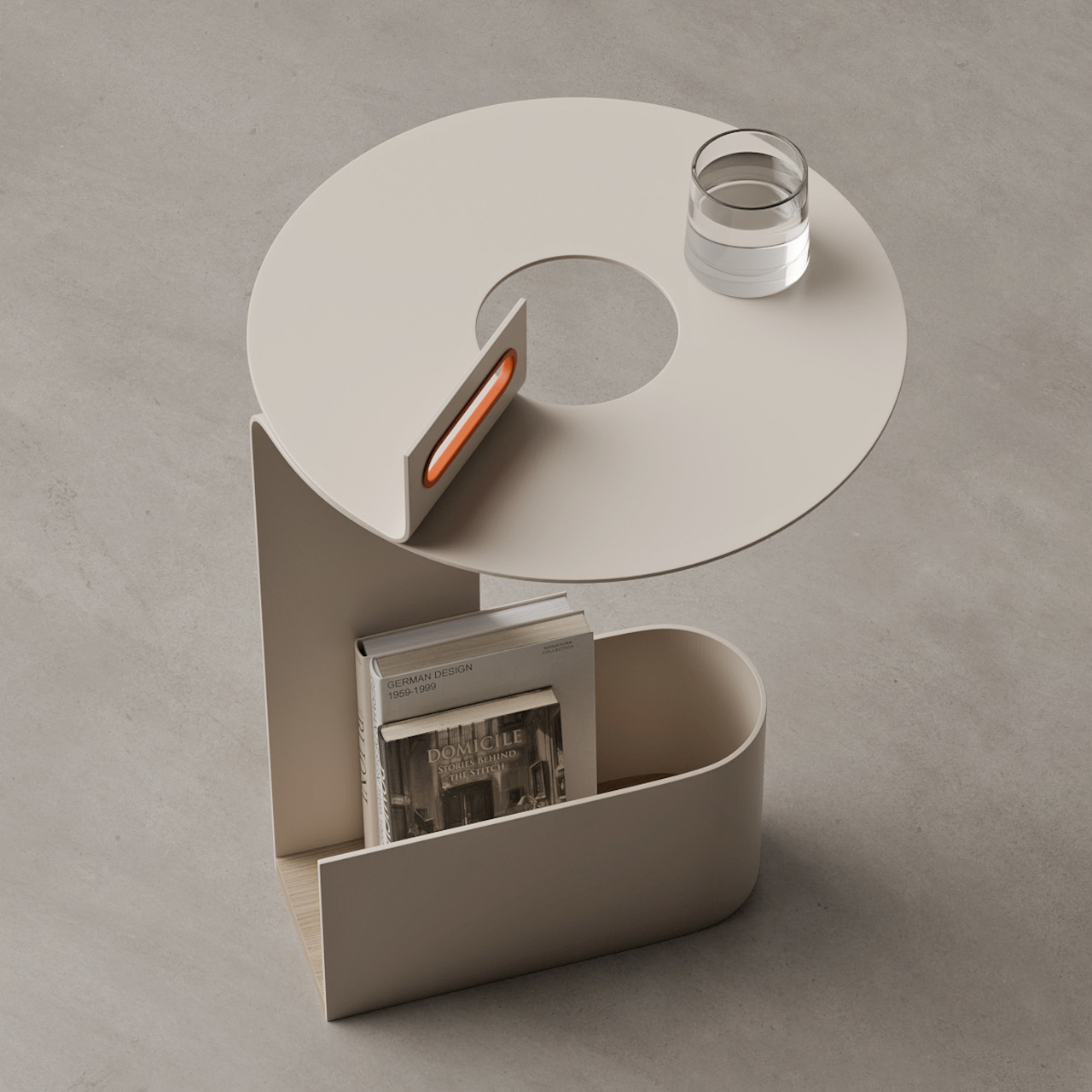 Twist，monolithic metal，One-piece furniture，Removable Side Table，Minimalist design ，