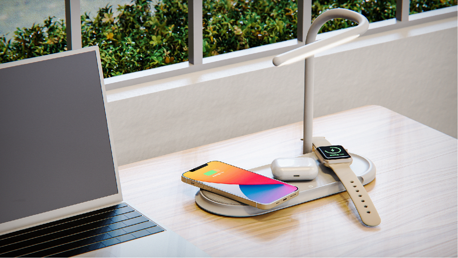 Desk lamp，Smart home，Wireless charging，multi-function，fold，