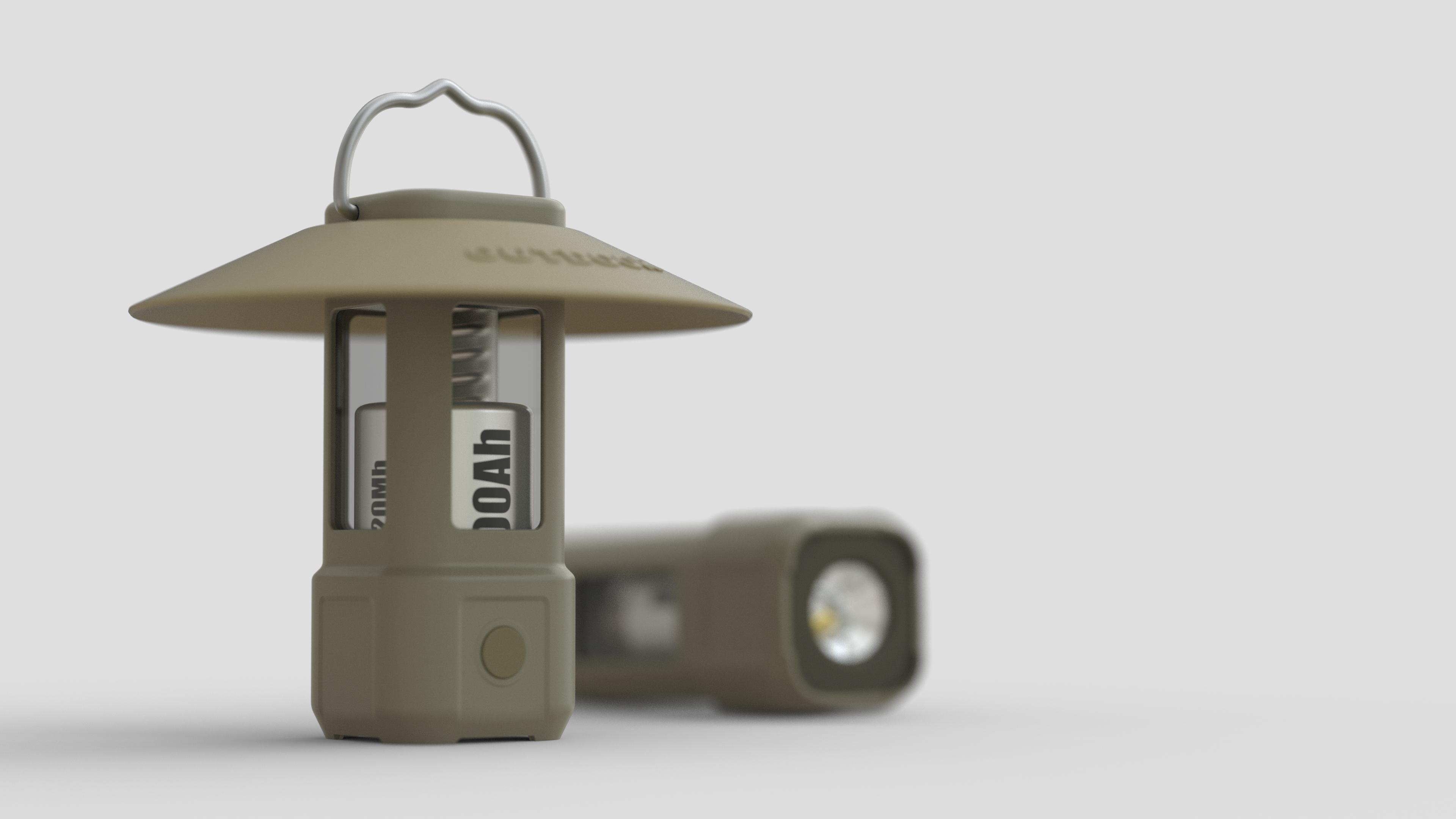Main outdoor light + top emergency distress kit (whistle + mirror)，