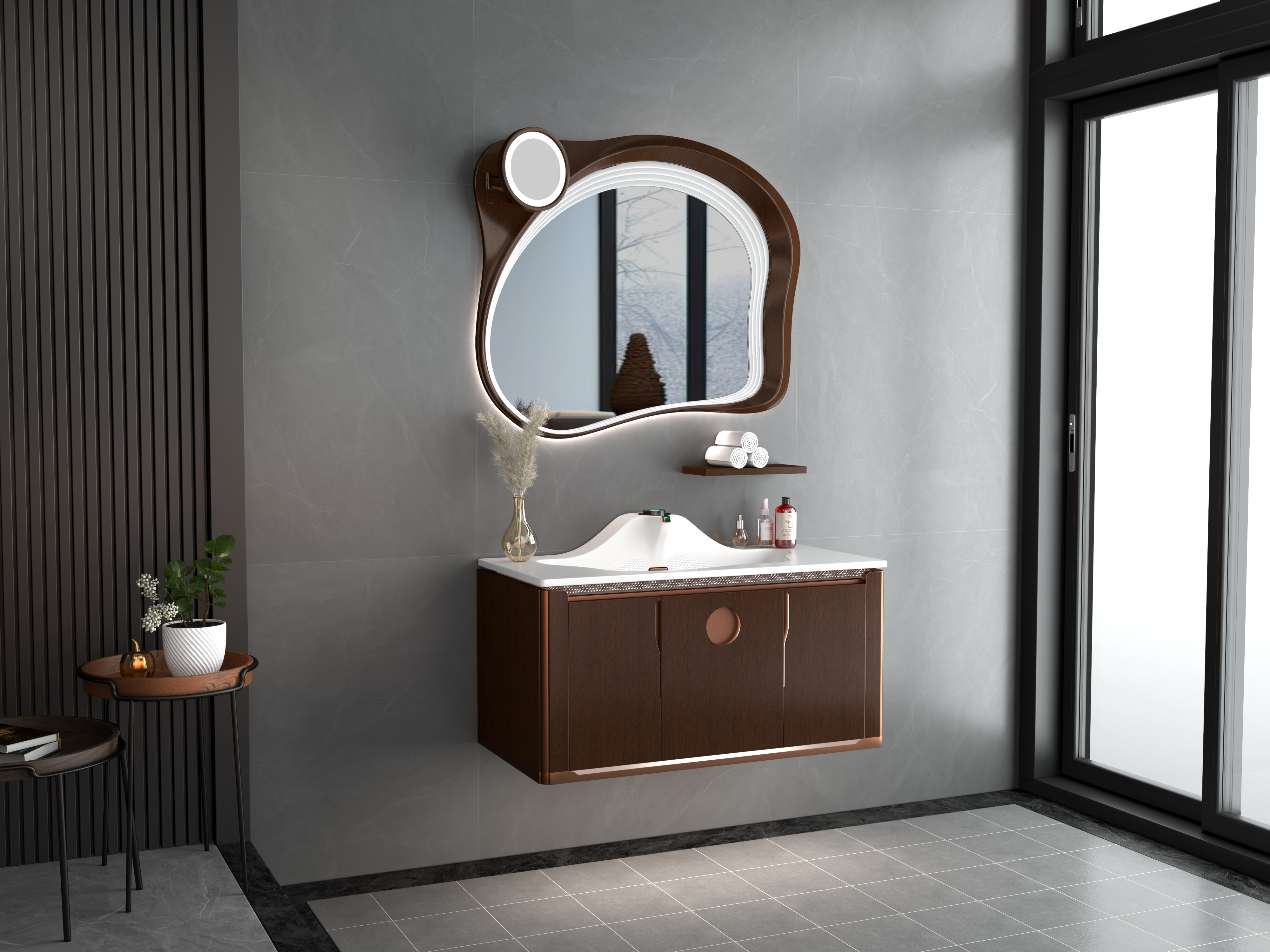 Bathroom cabinet，Wash basin，Dressing mirror，