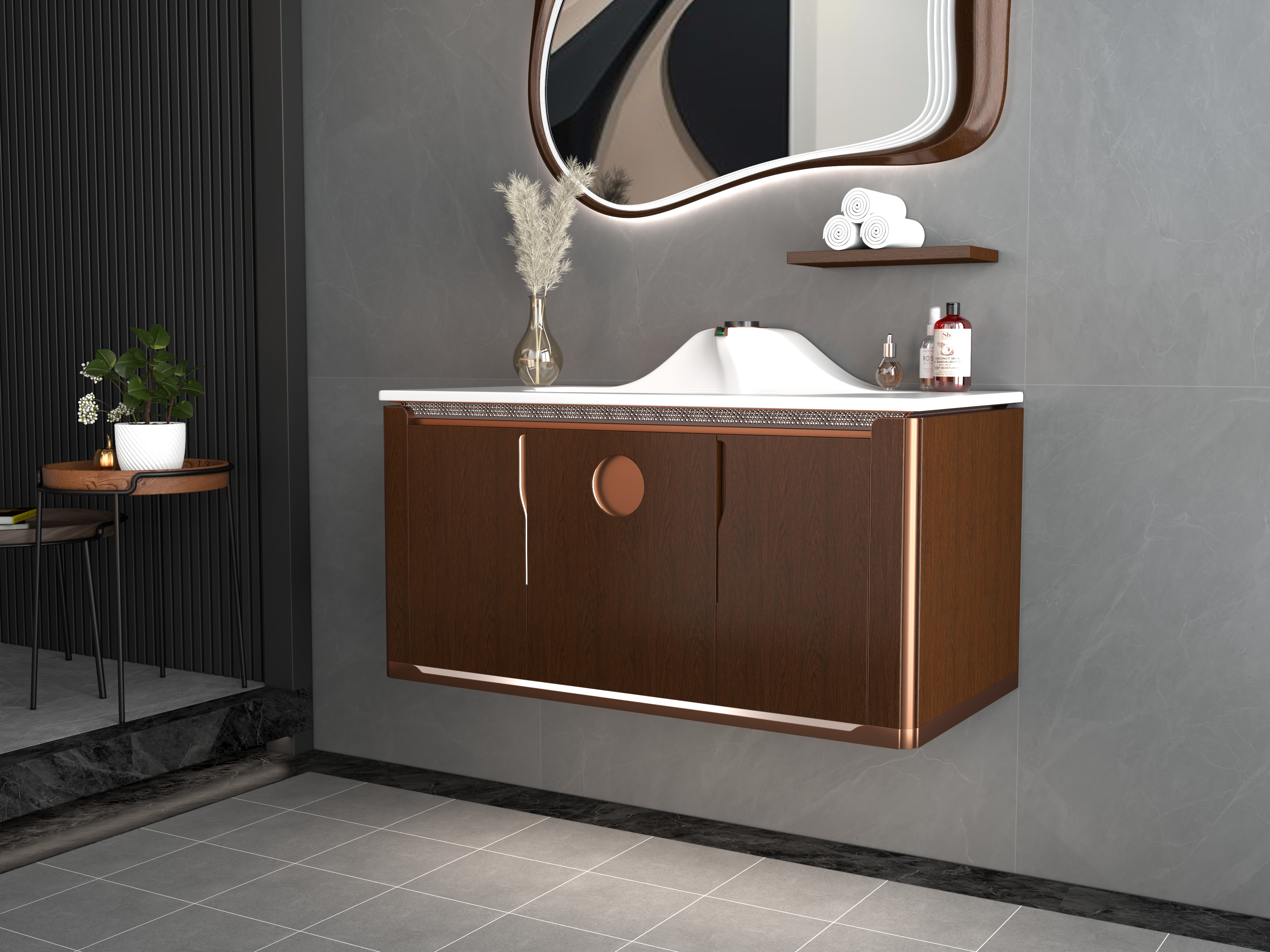 Bathroom cabinet，Wash basin，Dressing mirror，