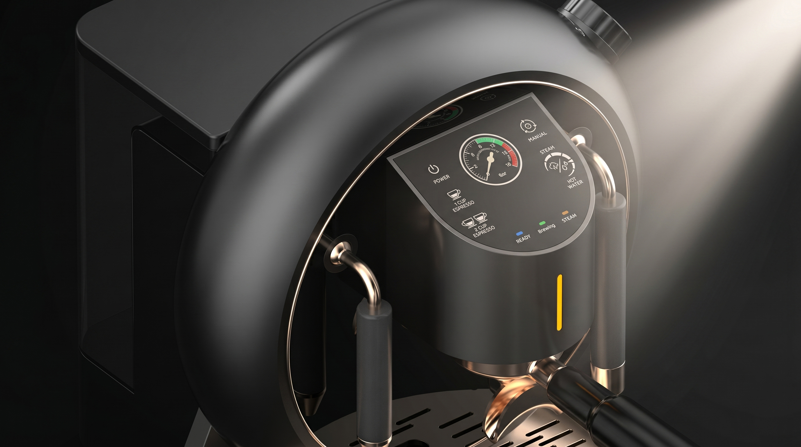 Coffee machine design，Italian coffee machine，Pressure coffee machine，Appearance design，product design，get design，industrial design，small home appliances，