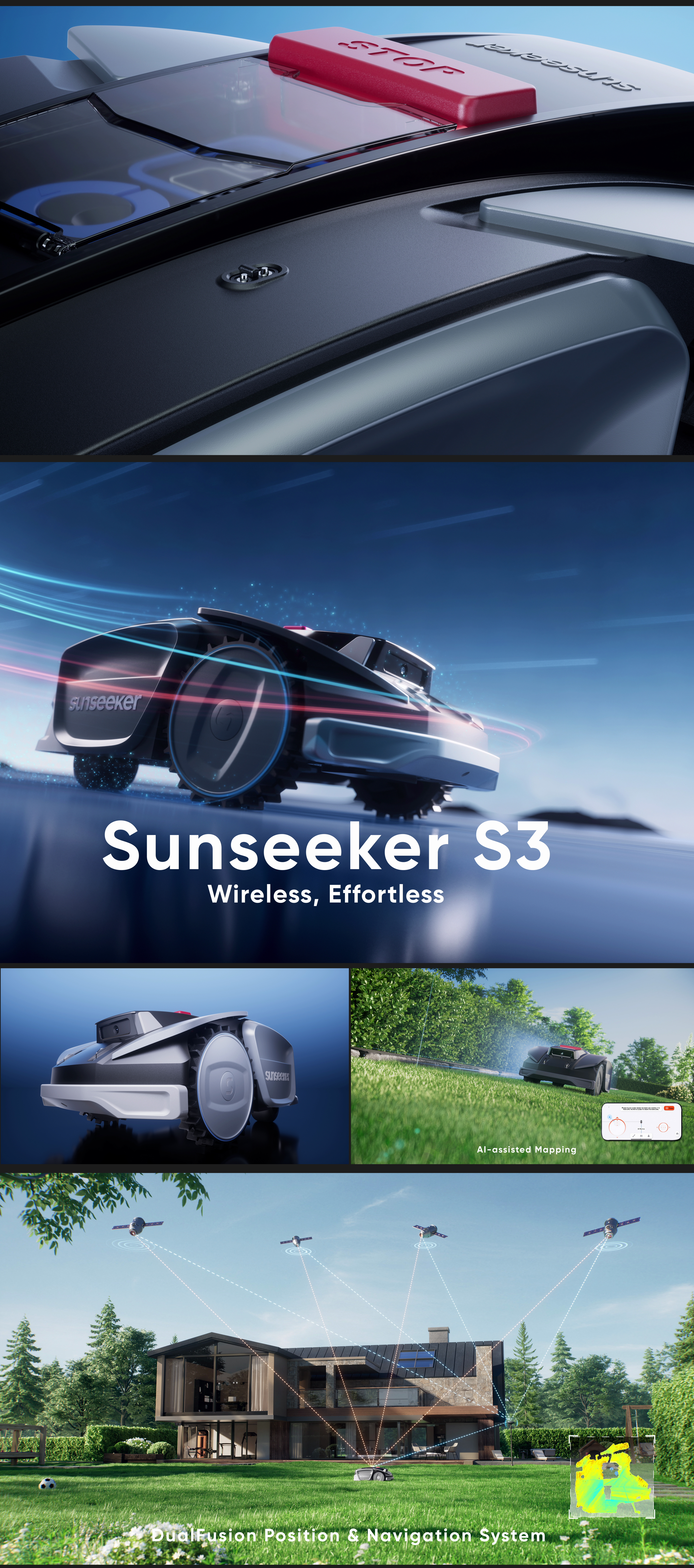 lawn mower，Courtyard cleaning，robot，cg，Product animation，three-dimensional，Sailor，