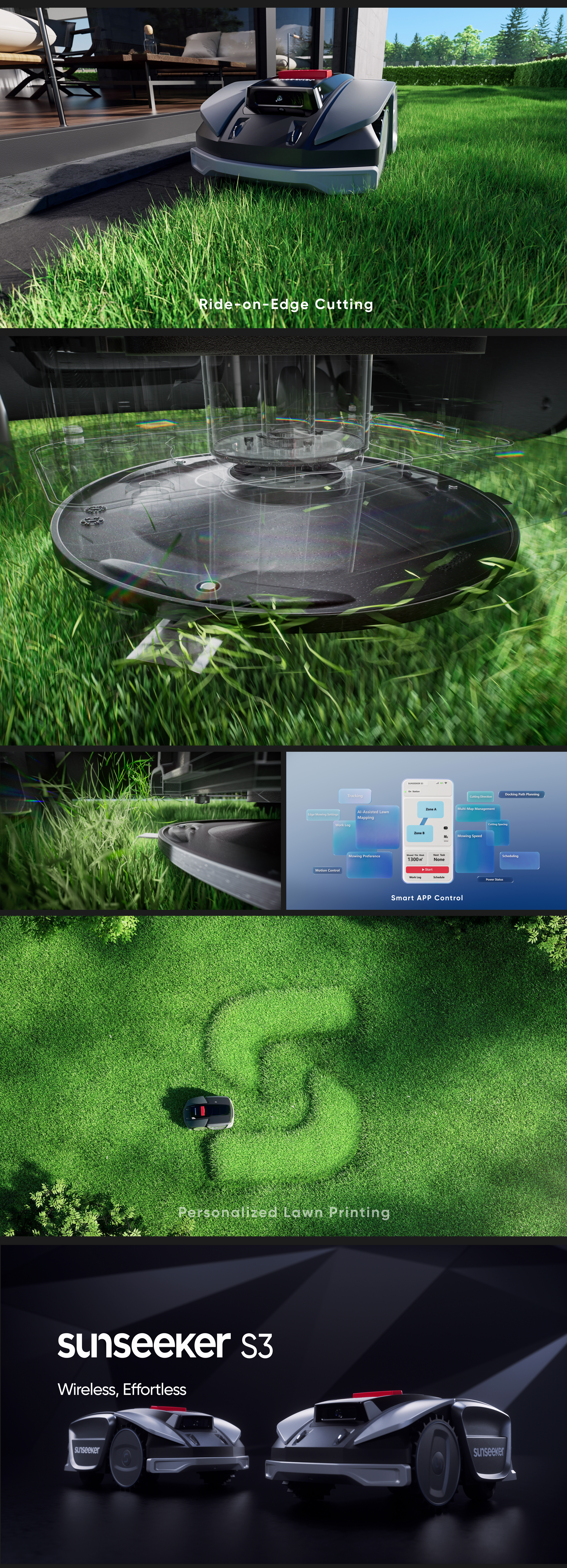 lawn mower，Courtyard cleaning，robot，cg，Product animation，three-dimensional，Sailor，