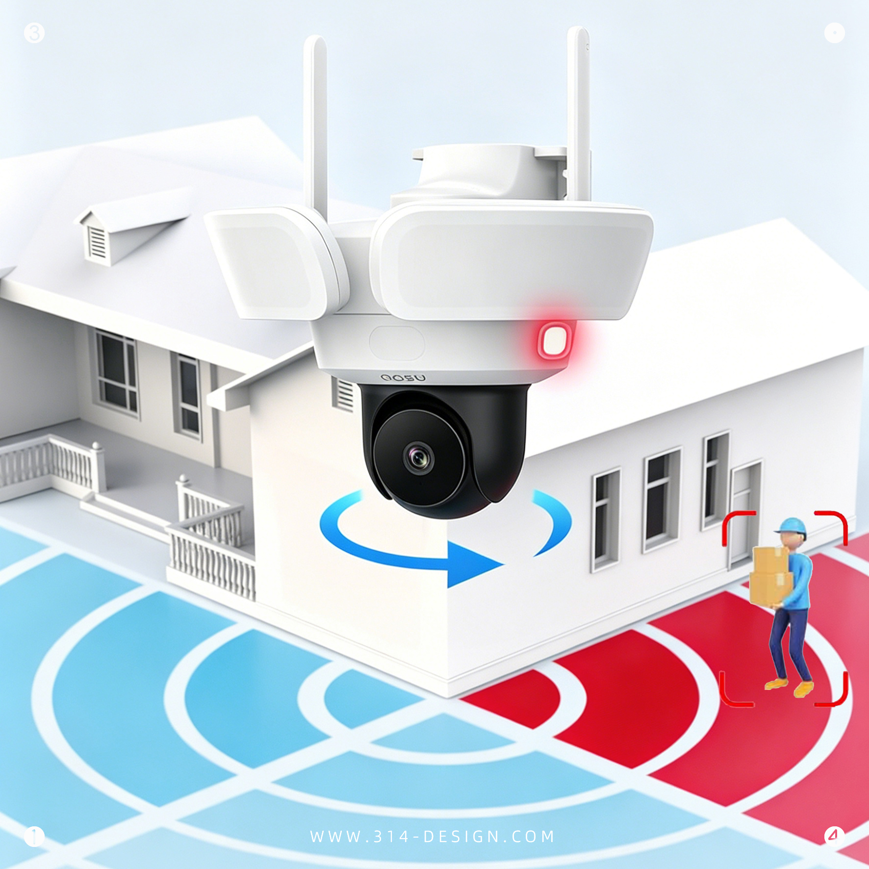 Floodlight surveillance camera，Outdoor monitoring，Outdoor shake head machine，