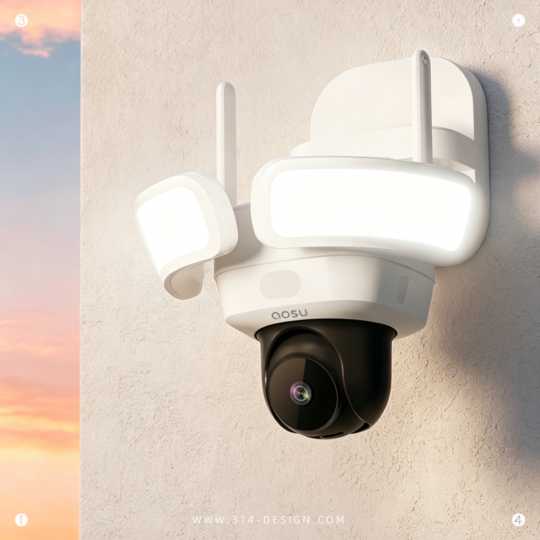 Floodlight surveillance camera，Outdoor monitoring，Outdoor shake head machine，