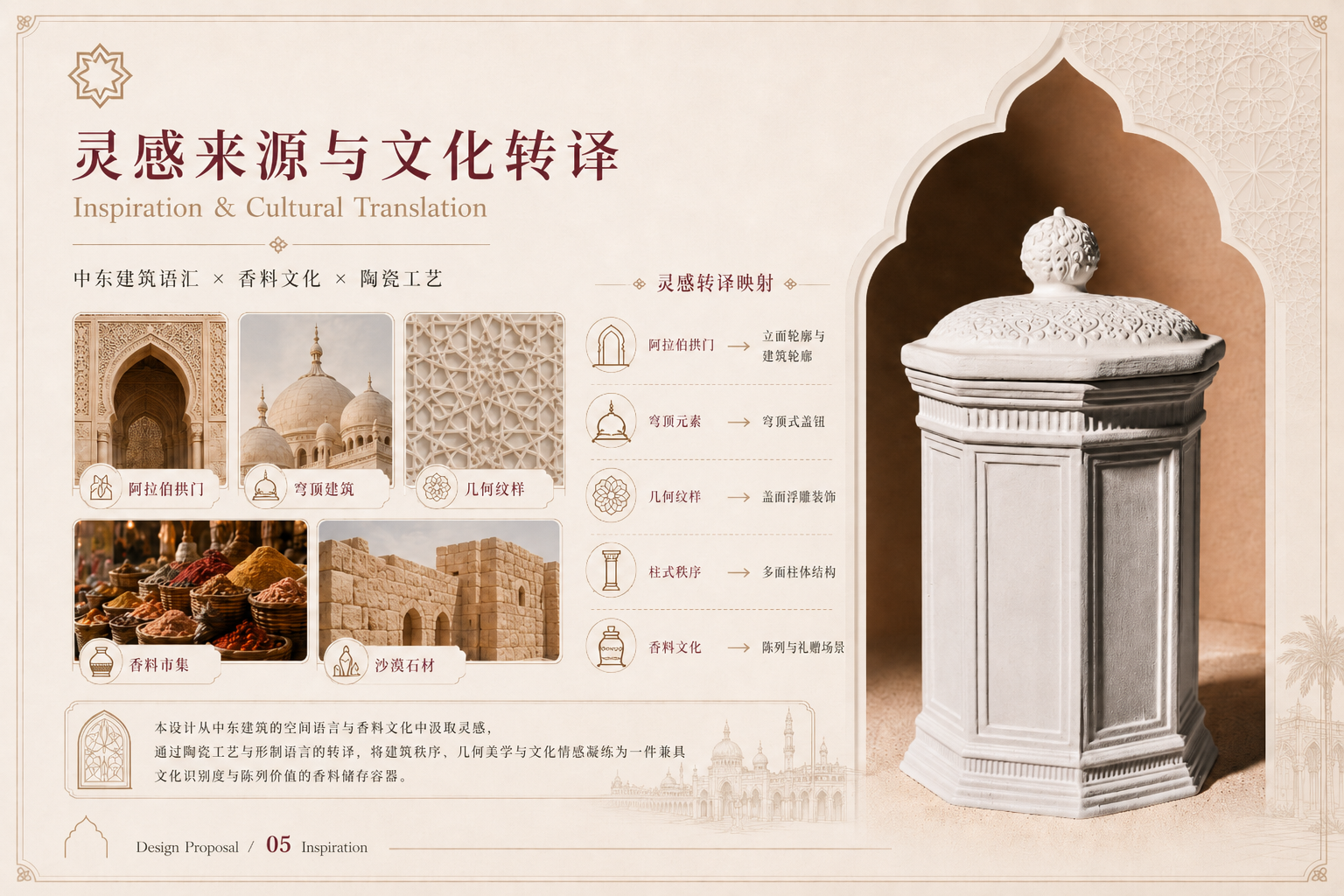 Ceramic Design/Spice Storage Tank/Middle Eastern Architectural Spirit，