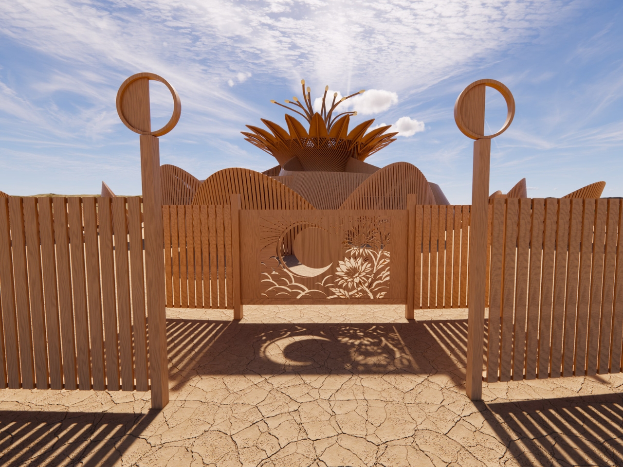 Installation art，Burning man day，Temporary Buildings，Queen of the Night，