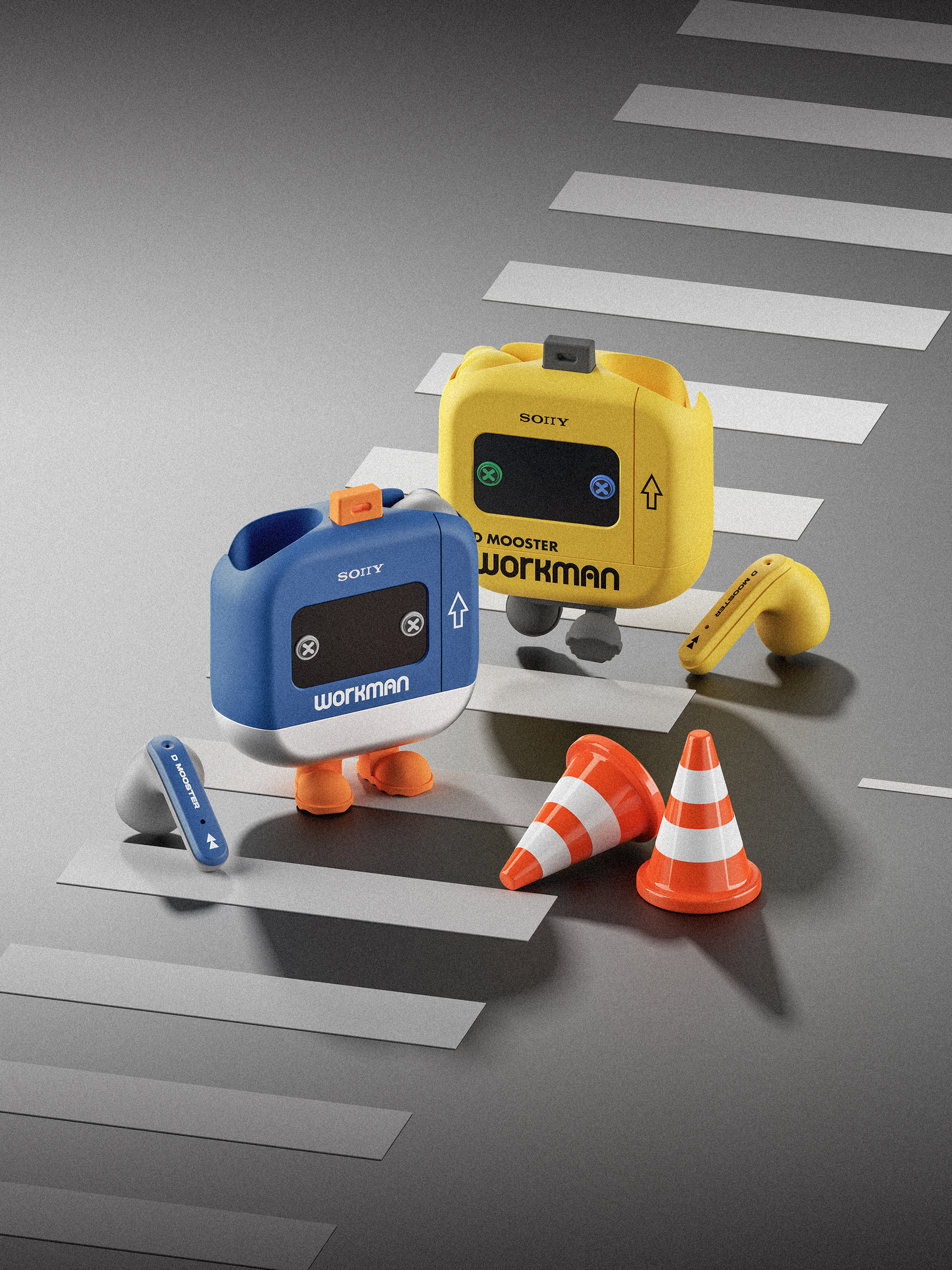 dmooster，Big Monster，Bluetooth headset，tws，industrial design，Render，Chaopin，Earphone design，
