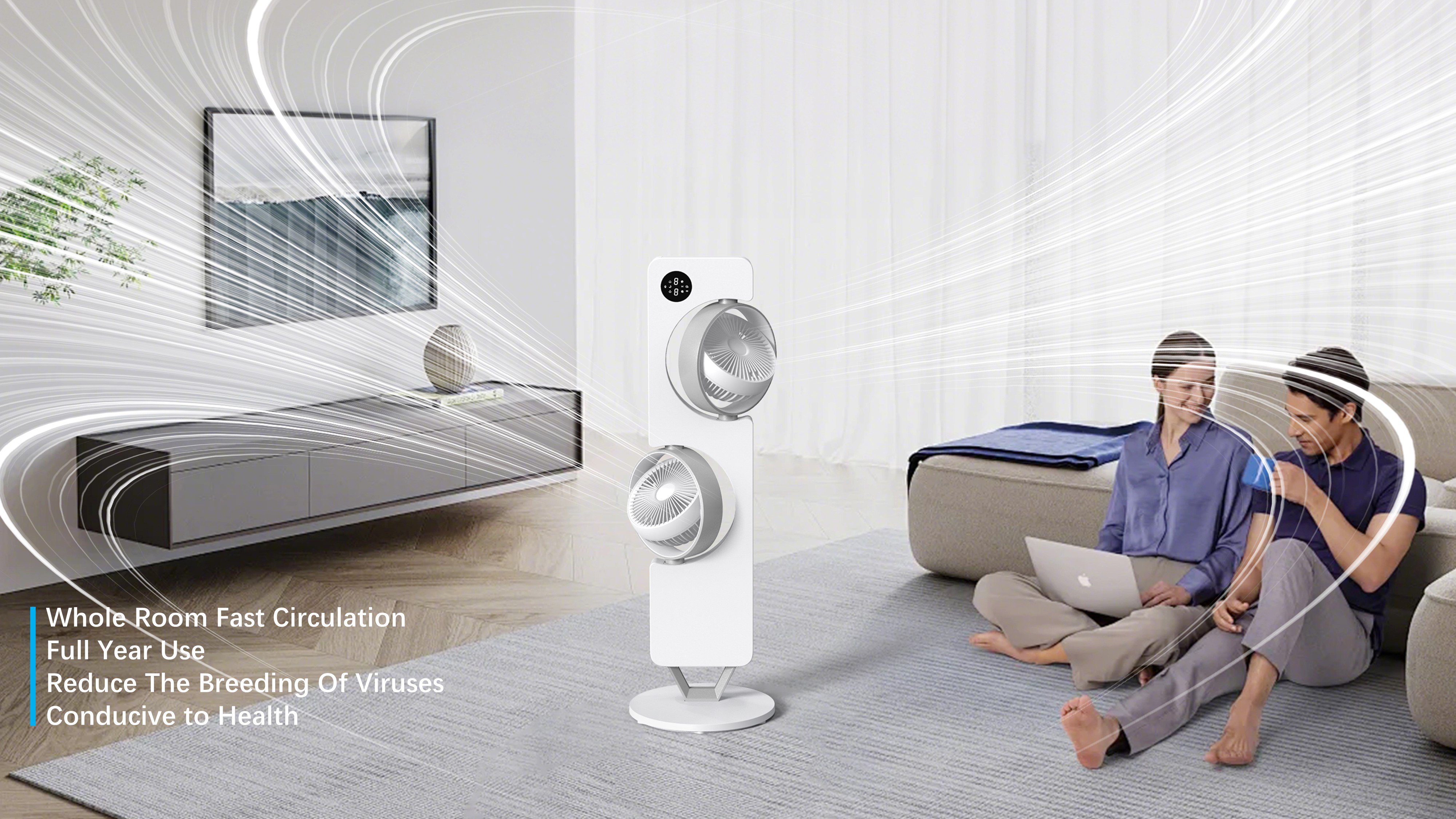 Dual-head circulating fan，