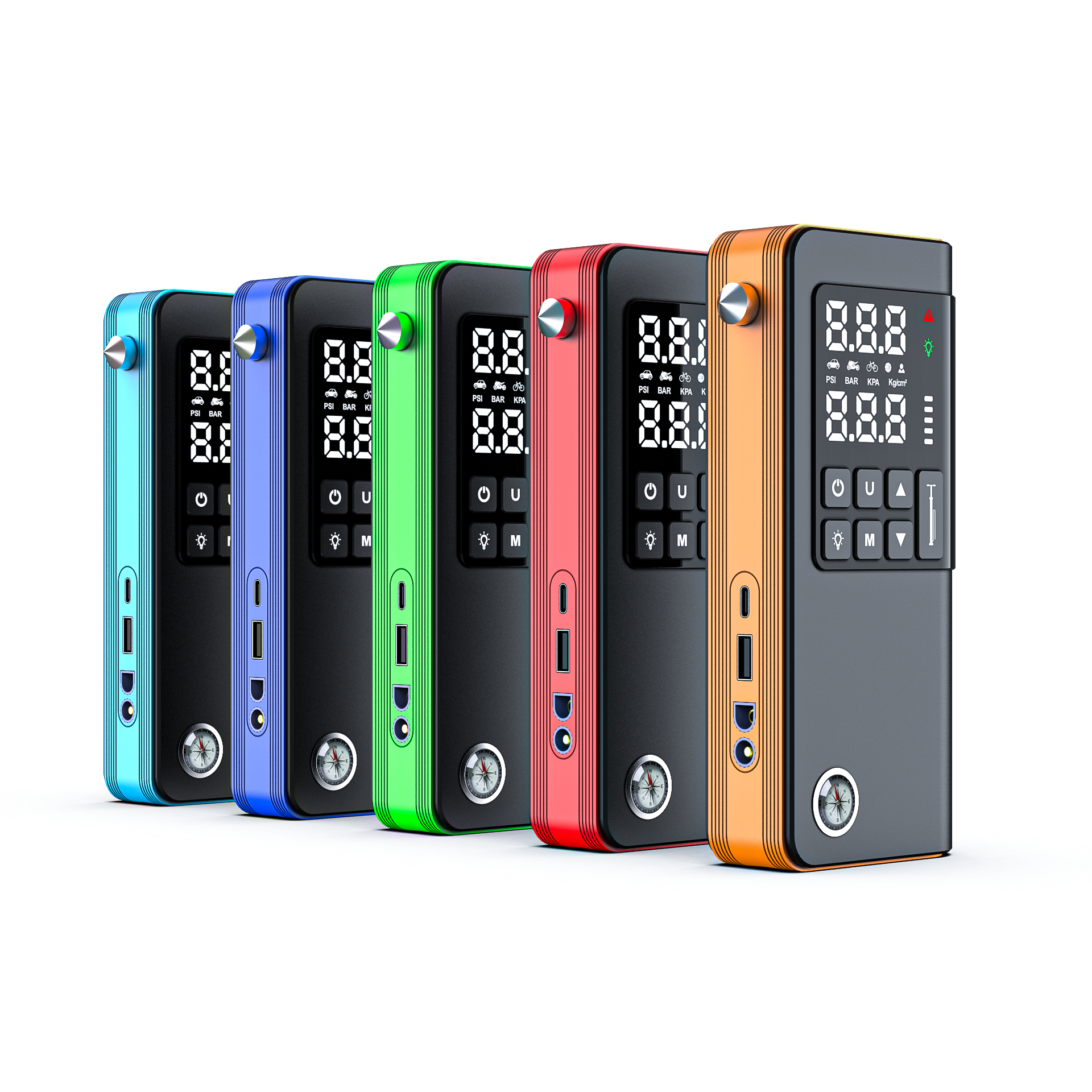 Air pump start power supply integrated machine，Vehicle mounted inflation pump，On-board starting power supply，Power on，portable battery，broken window hammer，compass，Car Swiss Army Knife，