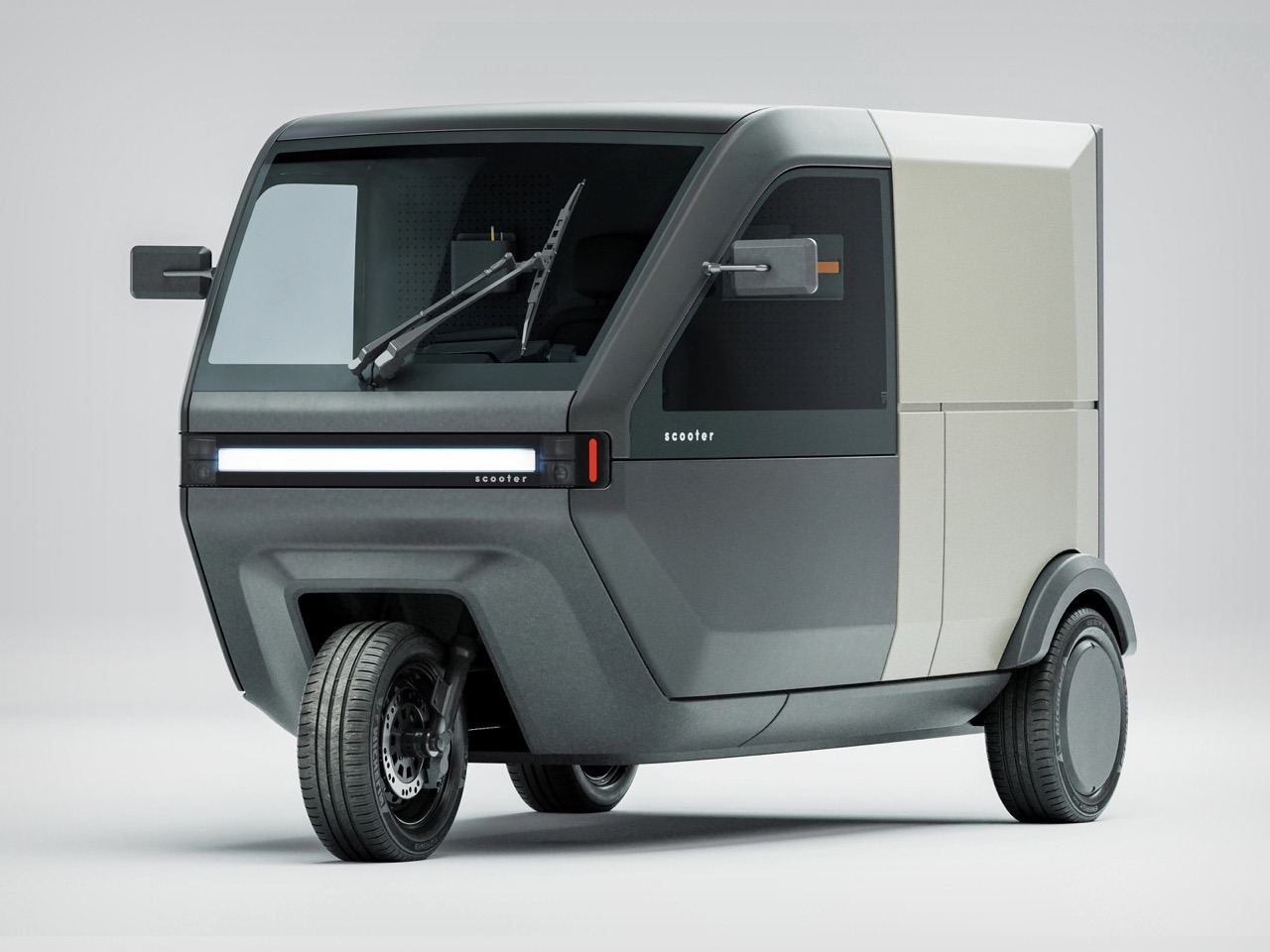 Voyager P-Two，Electric tricycle，city logistics，Modular cargo compartment，Cybertruck style，